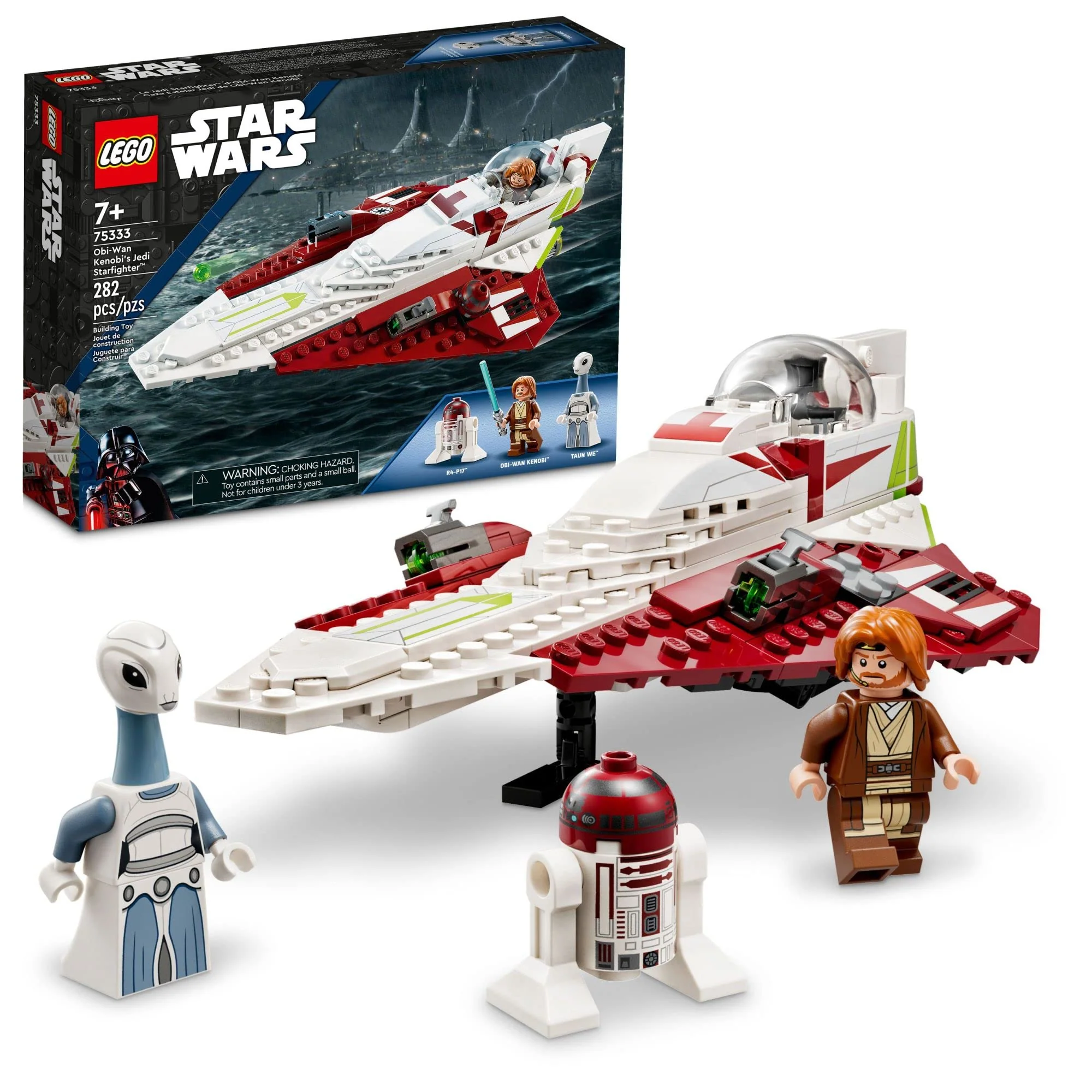 LEGO Star Wars OBI-Wan Kenobi's Jedi Starfighter 75333 Building Toy Set - Features Minifigures, Lightsaber, Clone Starship from Attack of The Clones, Great Gift for Kids, Boys, and Girls Ages 7