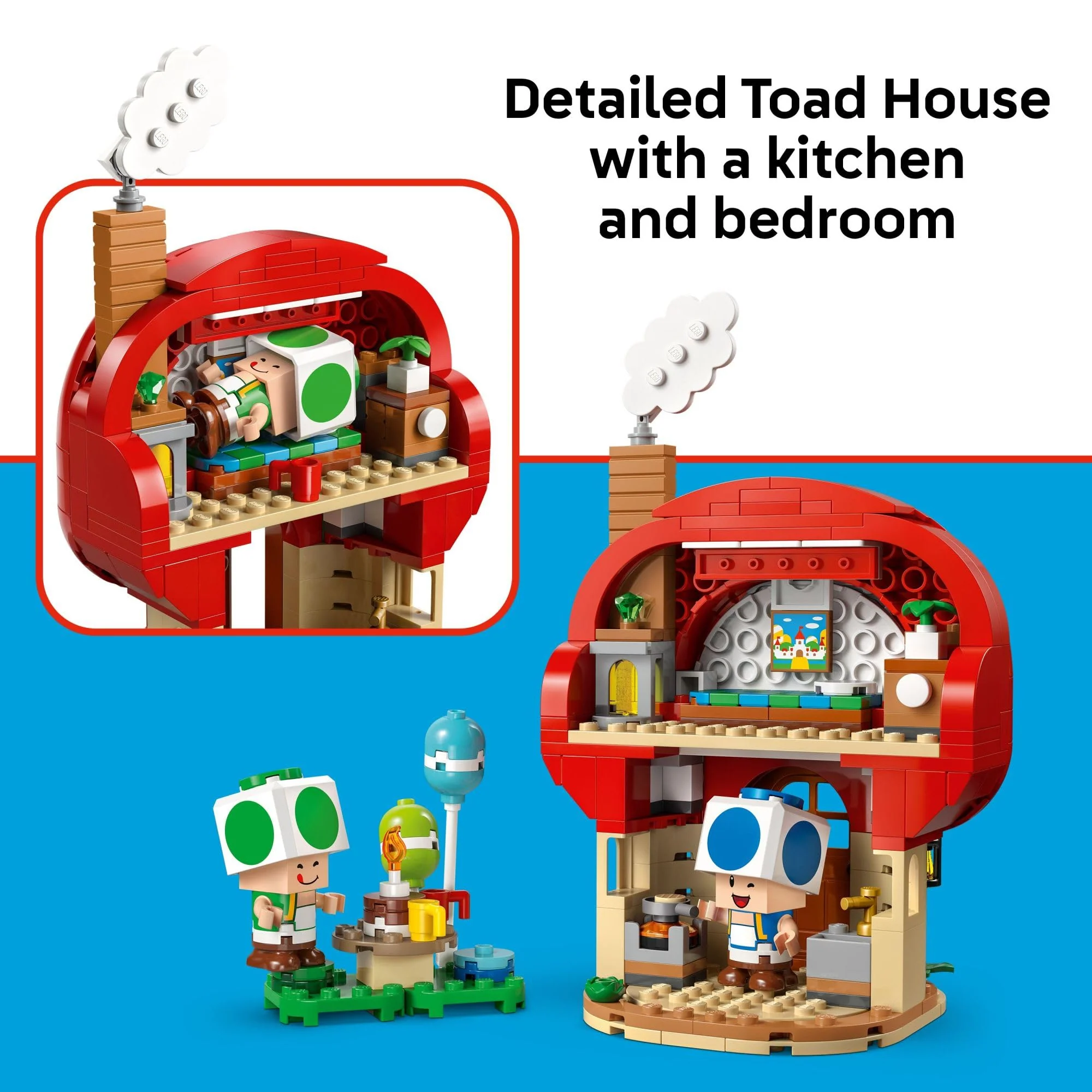 LEGO Super Mario Party at Toad’s House Building Toy - Kids Building Blocks with Digital Action & 2 Toad Toy Figures - Gift Idea for Birthdays - 72041 - Image 5