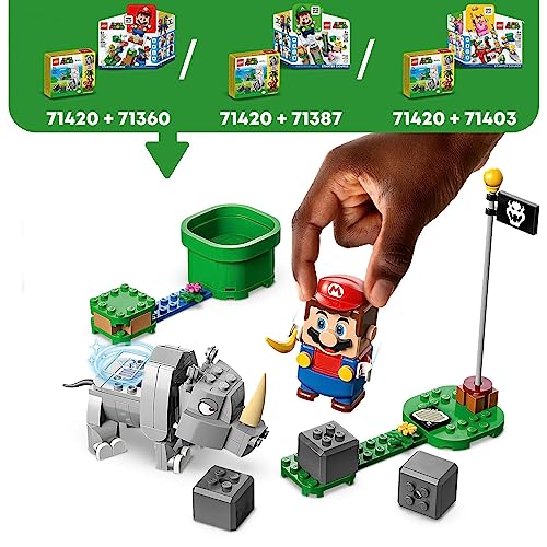 LEGO Super Mario Rambi The Rhino Expansion Set 71420, Game Inspired Building Toy Set to Combine with a Starter Course, This Collectible Super Mario Bros Toy Makes a Great Gift for Kids Ages 7 and Up - Image 4
