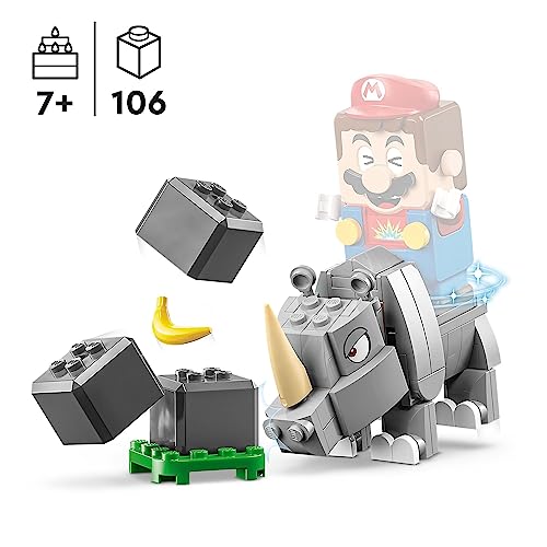 LEGO Super Mario Rambi The Rhino Expansion Set 71420, Game Inspired Building Toy Set to Combine with a Starter Course, This Collectible Super Mario Bros Toy Makes a Great Gift for Kids Ages 7 and Up - Image 5