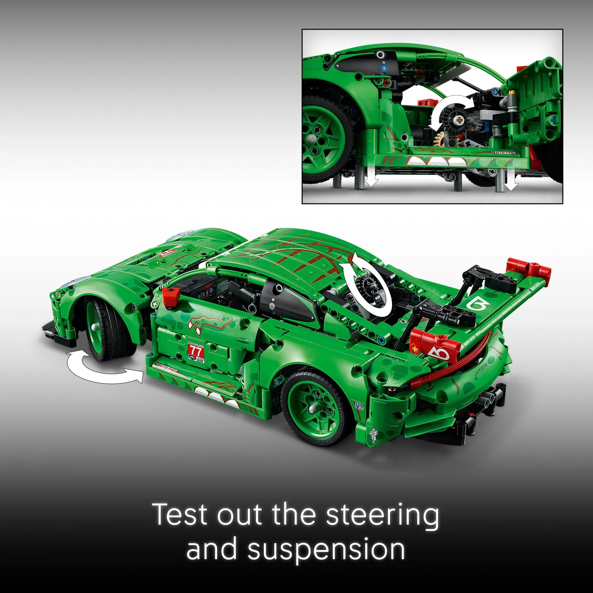 LEGO Technic Porsche 911 GT3 R Rexy AO Racing Car Building Toy for Boys & Girls - Car Toy W/Realistic Steering & 6-Cylinder Engine for Kids & Auto Fans, Ages 11+  - 42224 - Image 5