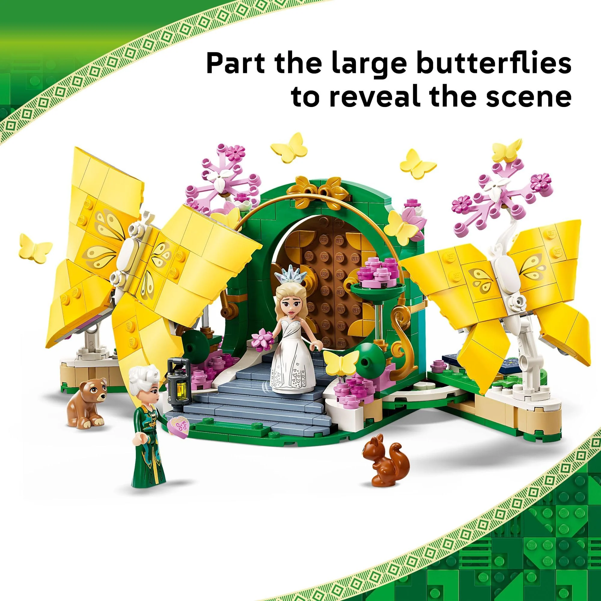 LEGO Wicked Glinda's Wedding Day Building Toy - Pretend Playset with 2 Minidolls, 2 Animal Toy Figures, & 2 Poseable Butterflies - Building Blocks for Kids, Ages 8+ - Gift for Girls & Boys - 75688 - Image 5