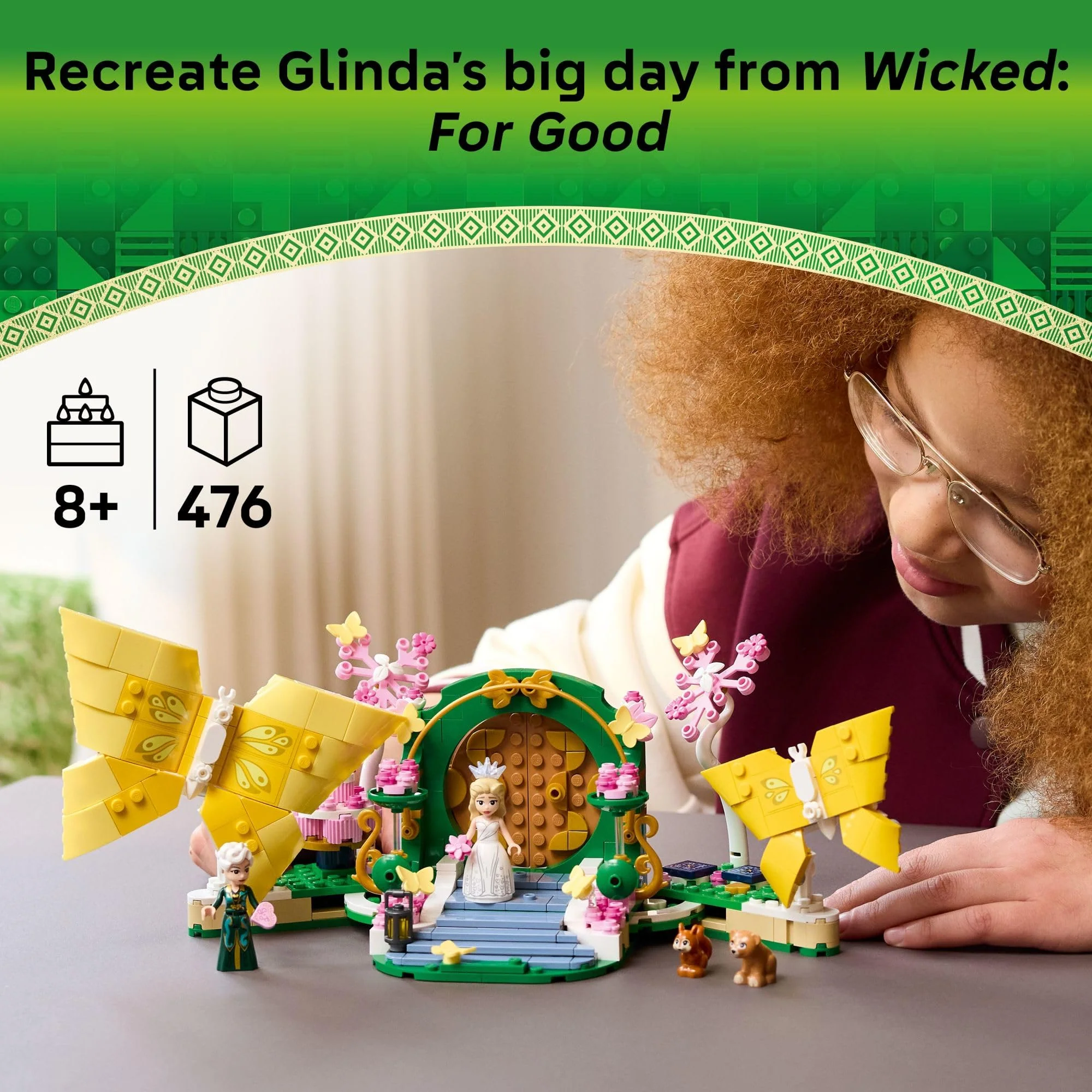LEGO Wicked Glinda's Wedding Day Building Toy - Pretend Playset with 2 Minidolls, 2 Animal Toy Figures, & 2 Poseable Butterflies - Building Blocks for Kids, Ages 8+ - Gift for Girls & Boys - 75688 - Image 6