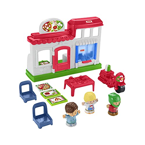 Little People We Deliver Pizza Place, Pizza Kitchen playset with Push-Along Toy Vehicle and Figures for Toddlers and Preschool Kids - Image 3