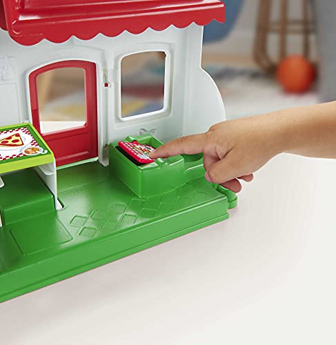 Little People We Deliver Pizza Place, Pizza Kitchen playset with Push-Along Toy Vehicle and Figures for Toddlers and Preschool Kids - Image 6