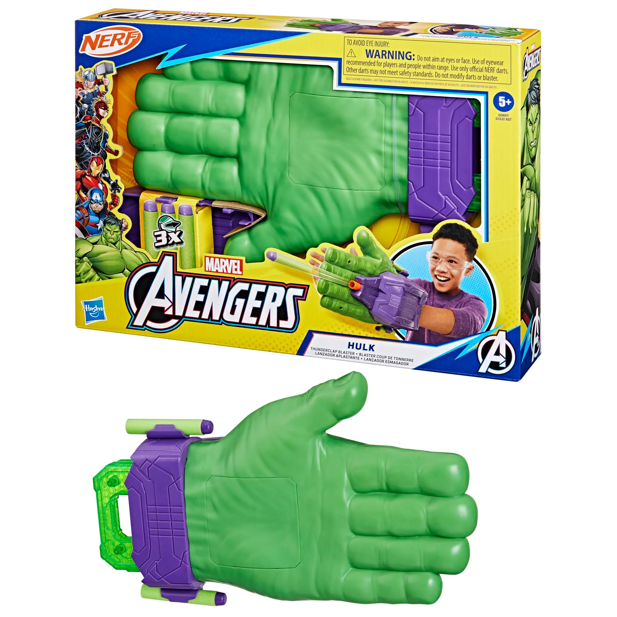 Marvel Avengers Hulk Thunderclap Blaster Roleplay Toy with 3 NERF Darts, Super Hero Toys for Kids Ages 5+ - Image 10