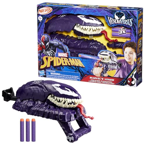 Marvel Spider-Man VenomVersus Marvel’s Venom Strike Blaster, NERF Spider-Man Toy, Super Hero Toys for Kids Ages 5+