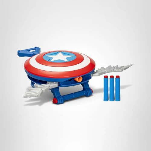 Marvel Studios Captain America Brave New World NERF Skyshot Blaster, Shield Roleplay Toy, Super Hero Toys for Kids 5 and Up - Image 3