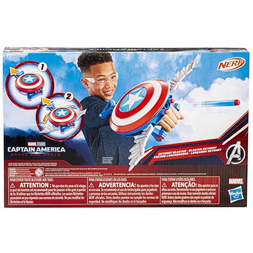 Marvel Studios Captain America Brave New World NERF Skyshot Blaster, Shield Roleplay Toy, Super Hero Toys for Kids 5 and Up - Image 4
