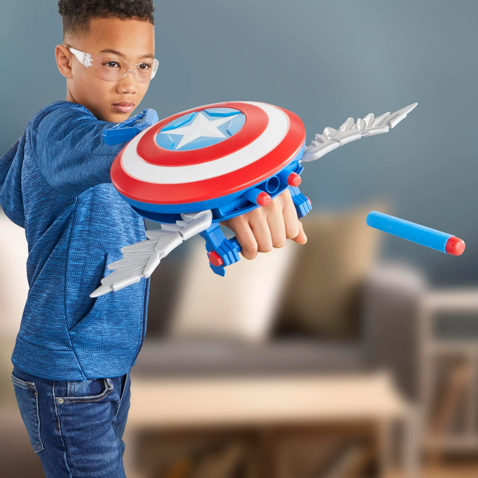 Marvel Studios Captain America Brave New World NERF Skyshot Blaster, Shield Roleplay Toy, Super Hero Toys for Kids 5 and Up - Image 8