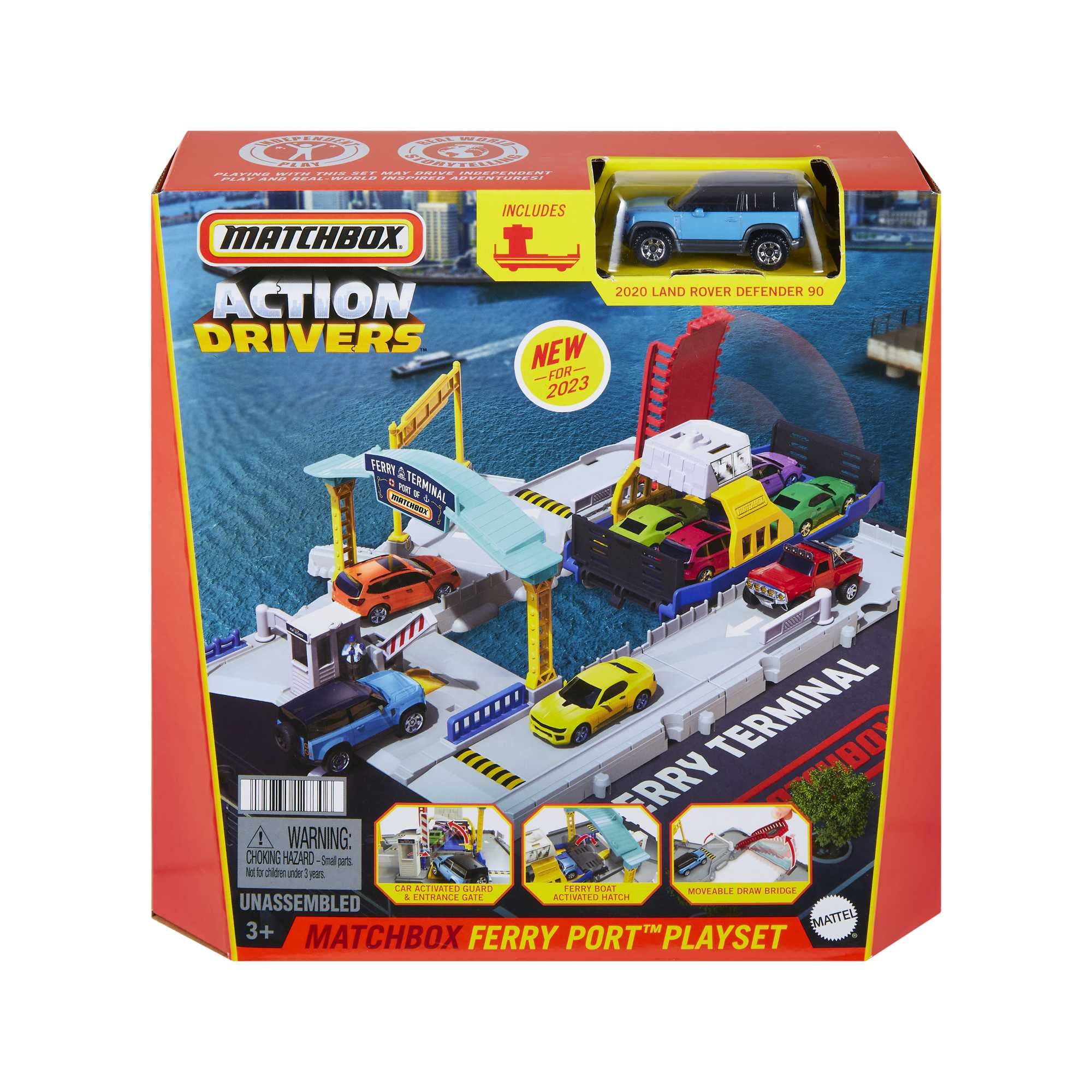 Matchbox Ferry Port Set with Detachable Wheeled Ferry, Elements to Activate Manually or with The Help of The Land Rover Car, Children's Toy - Image 2