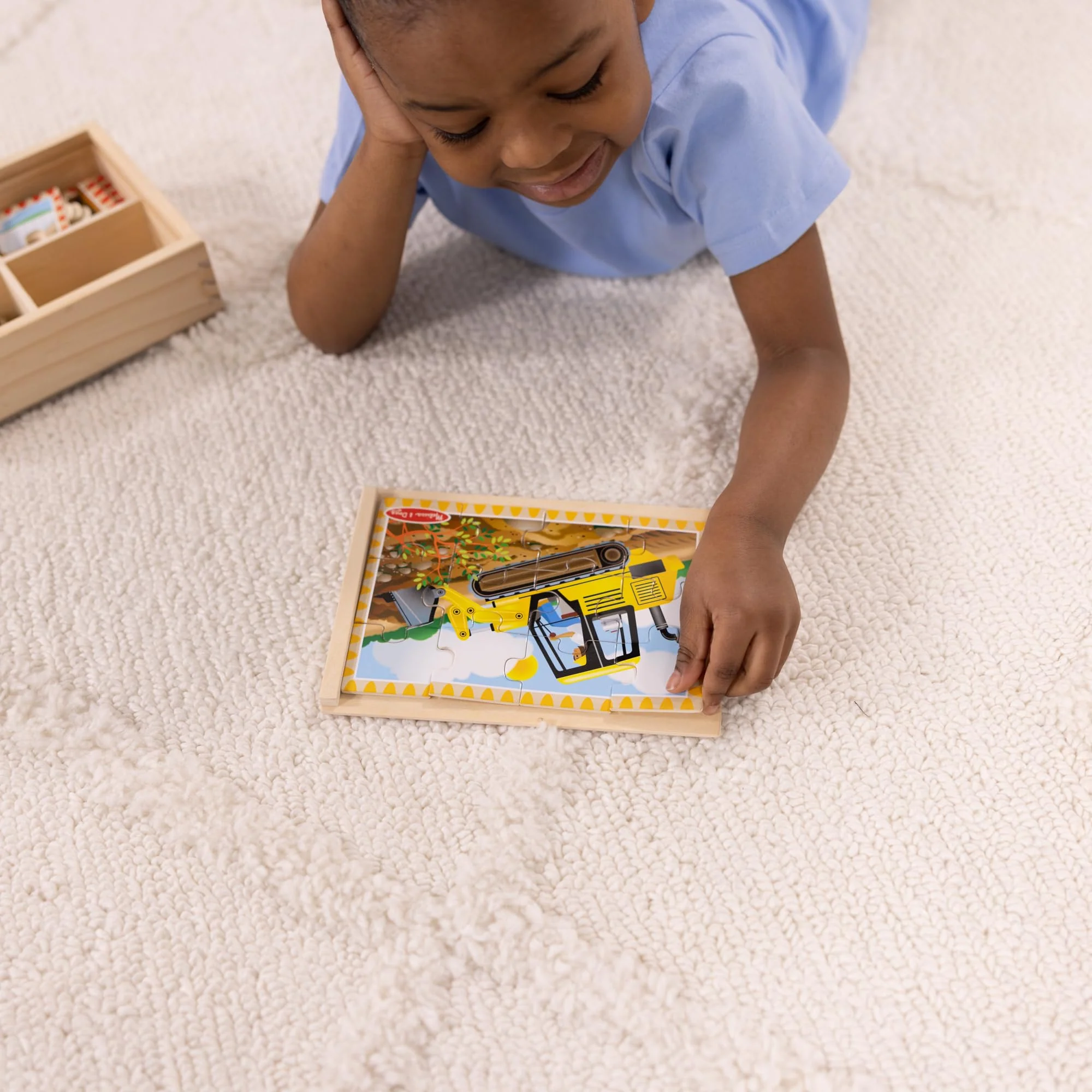 Melissa & Doug 4‑in‑1 Wooden Construction Vehicles Jigsaw Puzzle Set, 48 Pieces with Storage Box, Toddler Puzzle Toy for Kids Ages 3+ - FSC Certified - Image 7