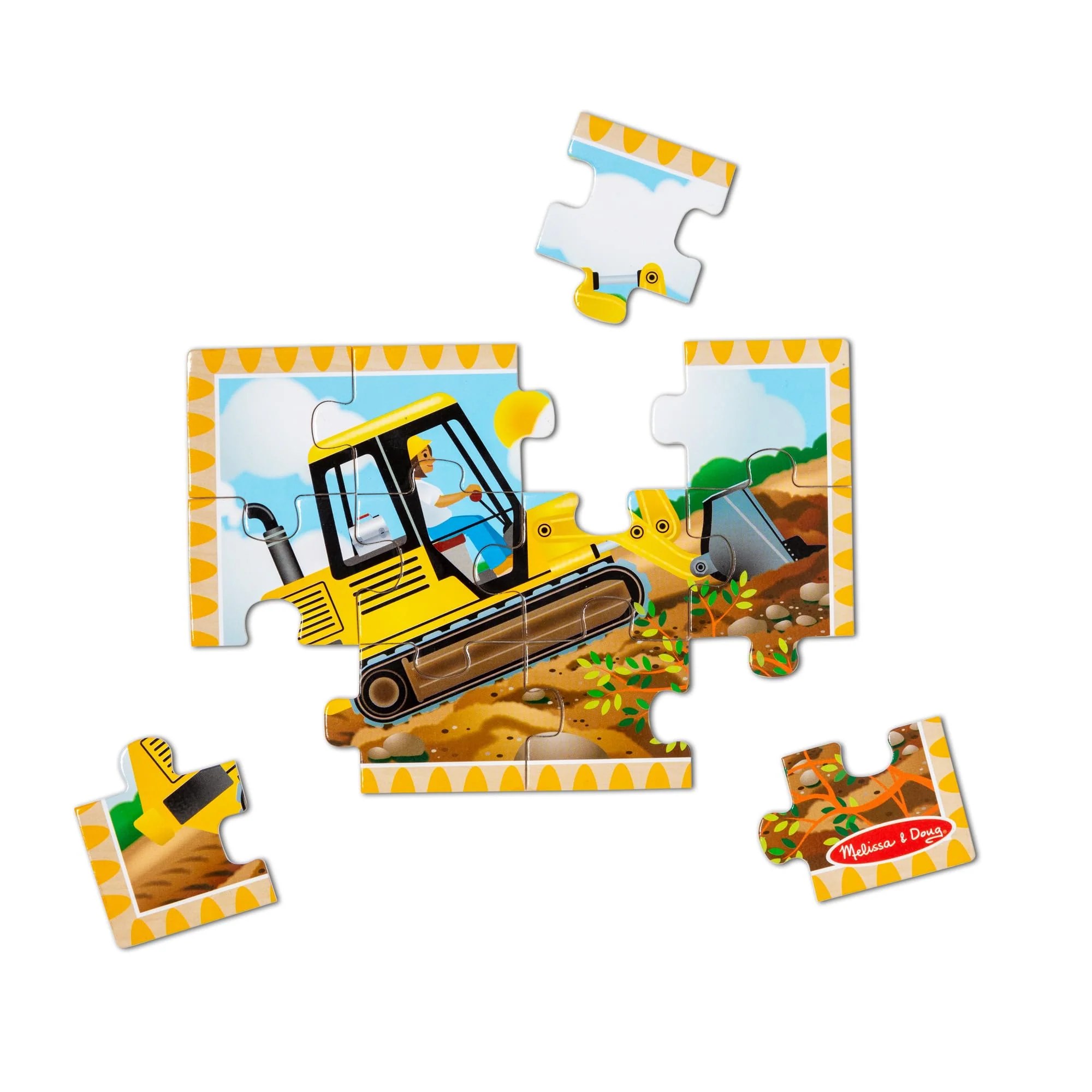 Melissa & Doug 4‑in‑1 Wooden Construction Vehicles Jigsaw Puzzle Set, 48 Pieces with Storage Box, Toddler Puzzle Toy for Kids Ages 3+ - FSC Certified - Image 8