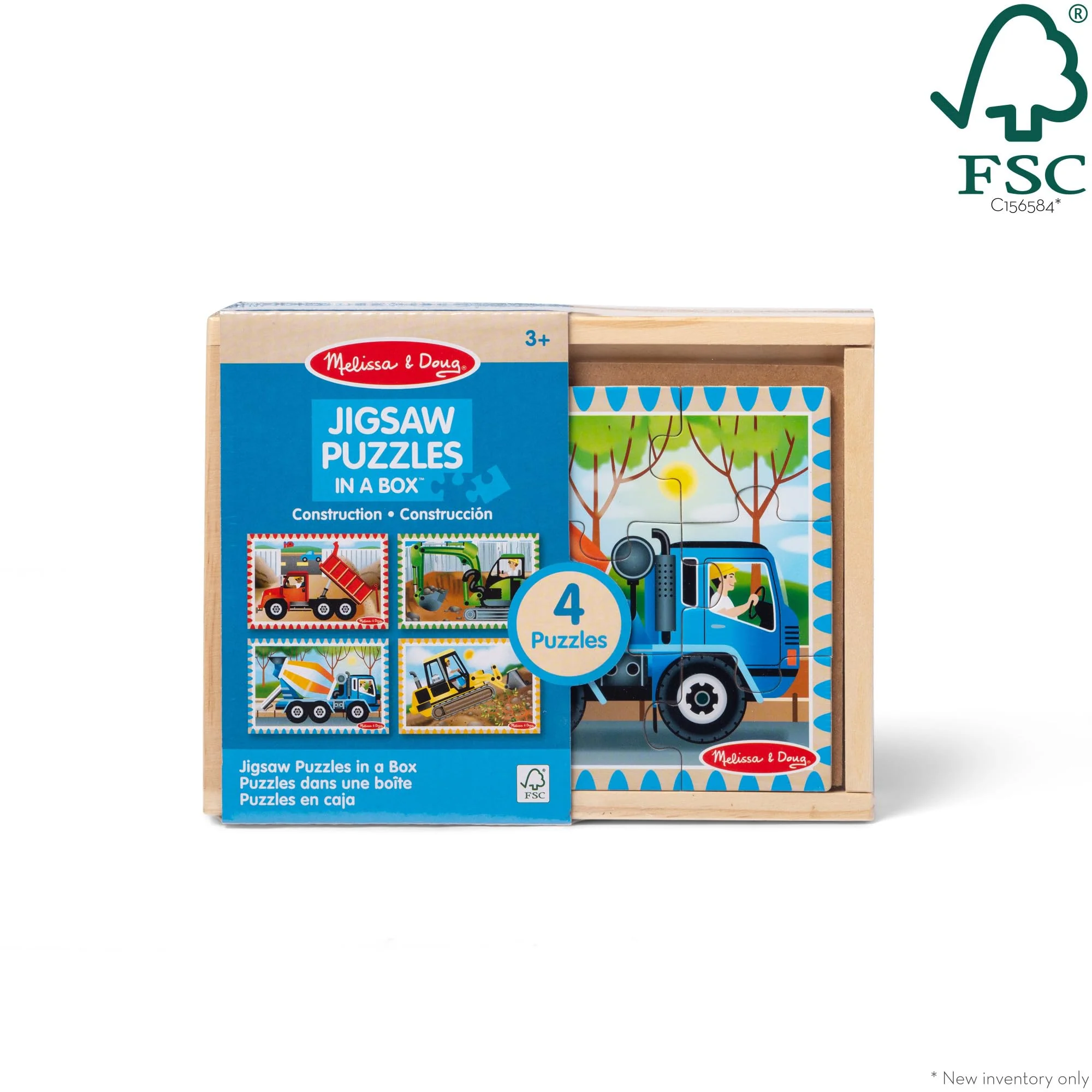 Melissa & Doug 4‑in‑1 Wooden Construction Vehicles Jigsaw Puzzle Set, 48 Pieces with Storage Box, Toddler Puzzle Toy for Kids Ages 3+ - FSC Certified - Image 9
