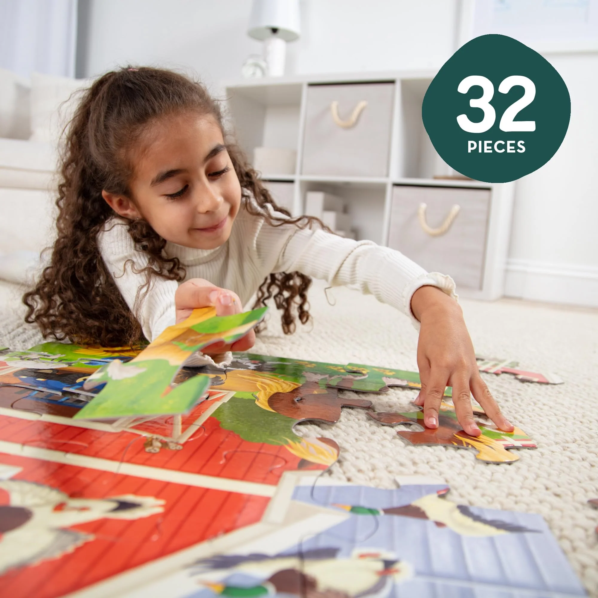 Melissa & Doug Busy Barn Shaped Jumbo Floor Puzzle, 32-Piece Barn-Shaped Jigsaw Puzzle with Farm Animals, 3 x 2 Foot Toddler Puzzles for Kids Ages 3+ - Image 3