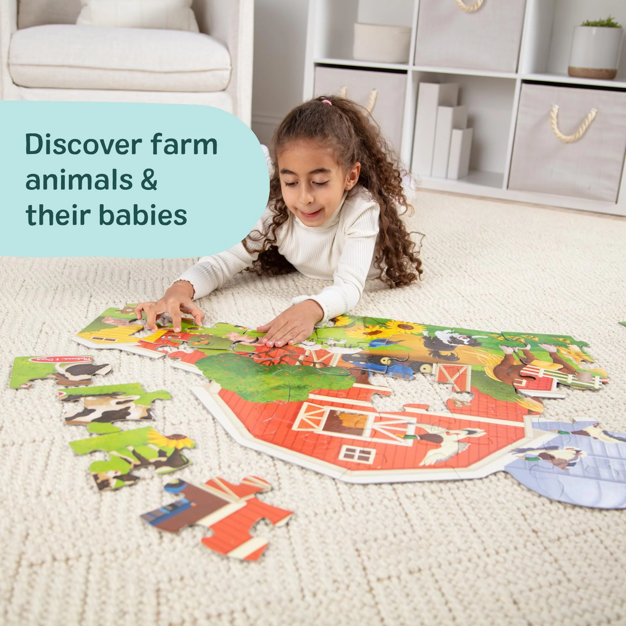 Melissa & Doug Busy Barn Shaped Jumbo Floor Puzzle, 32-Piece Barn-Shaped Jigsaw Puzzle with Farm Animals, 3 x 2 Foot Toddler Puzzles for Kids Ages 3+ - Image 6