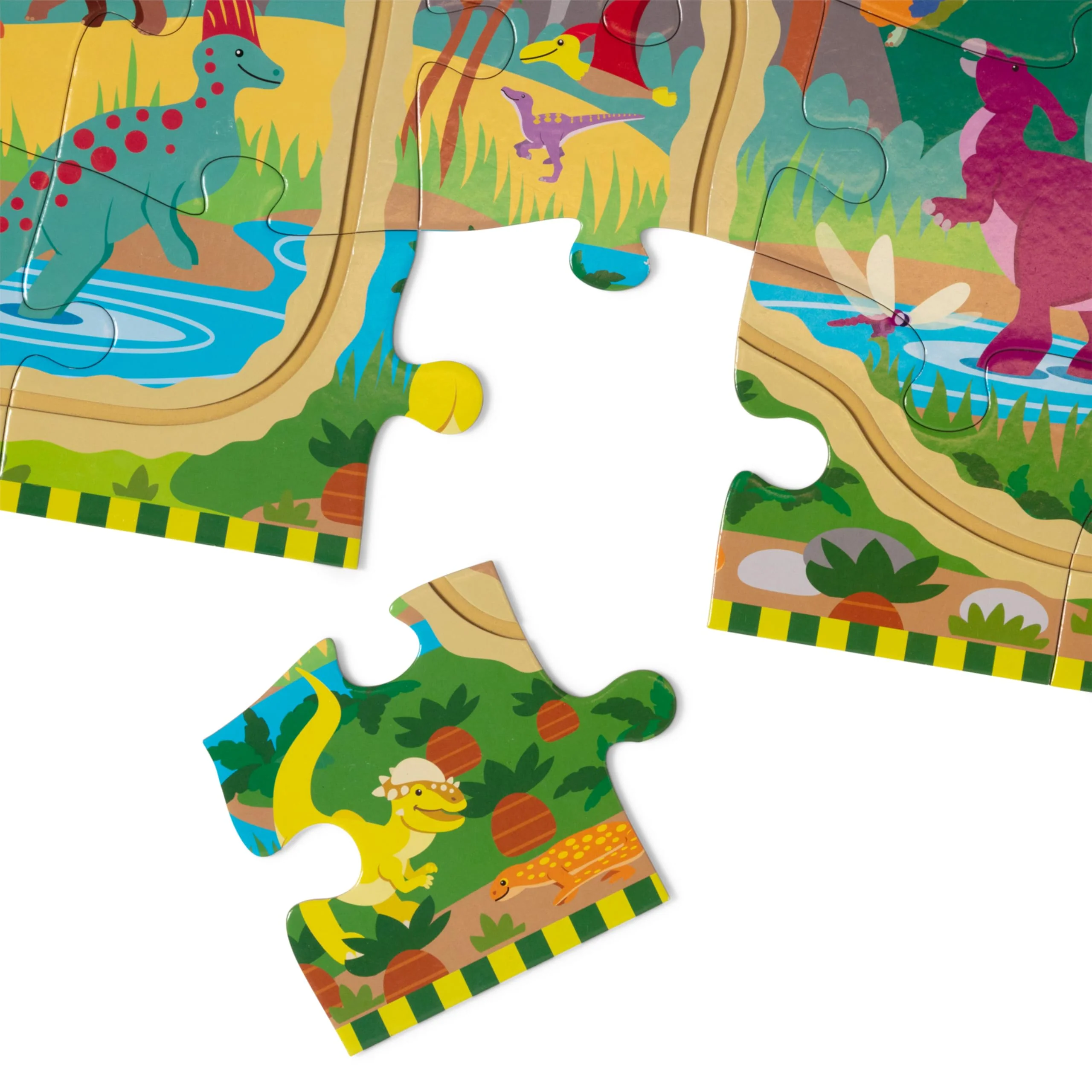 Melissa & Doug Dinosaur Adventure Tracks Cardboard Jigsaw Floor Puzzle and 2 Wind-Up Dinos – 48 Pieces, for Boys and Girls 3+ - Image 8