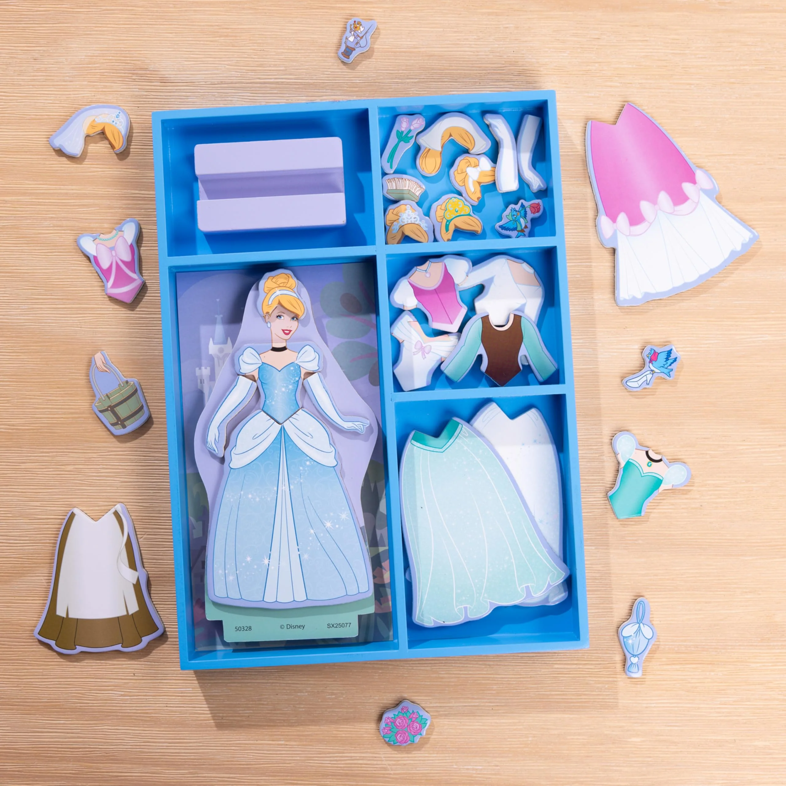 Melissa & Doug Disney Princess Cinderella Magnetic Dress-Up Wooden Doll Pretend Play Set (30+ pcs) - Image 3