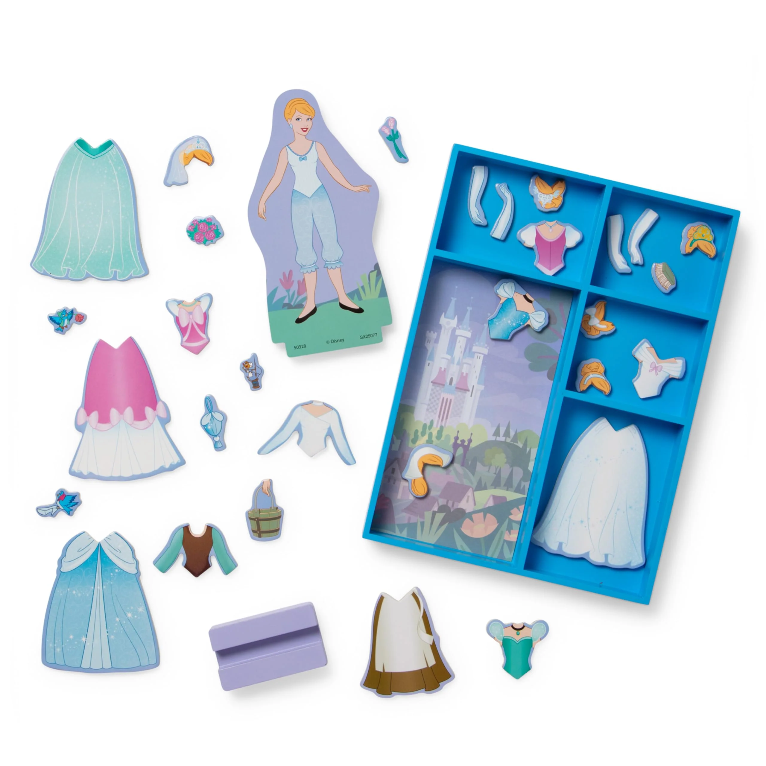 Melissa & Doug Disney Princess Cinderella Magnetic Dress-Up Wooden Doll Pretend Play Set (30+ pcs) - Image 7