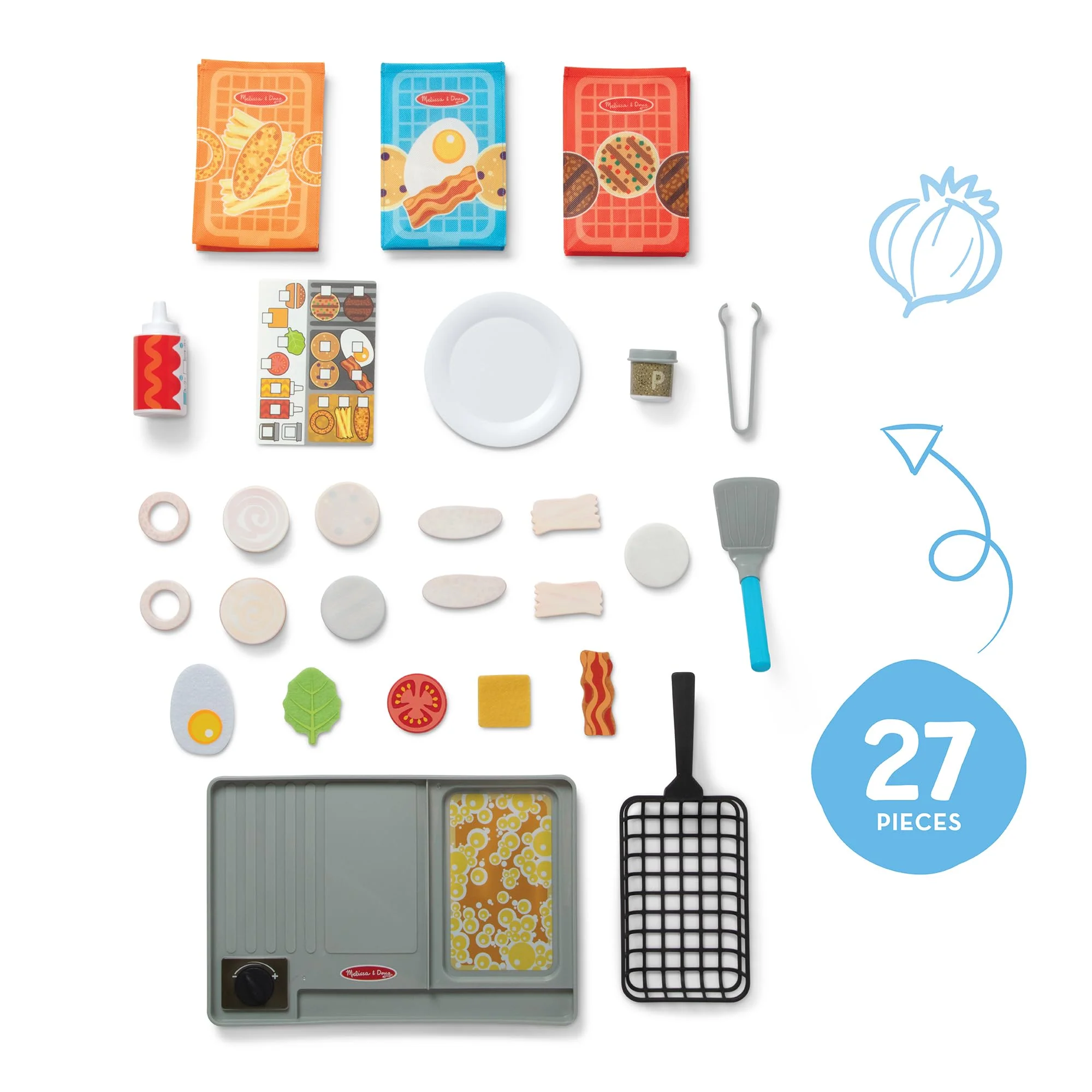 Melissa & Doug Flip & Fry Grill Play Set with Water Wow!® Kids Kitchen Playset with Color Changing Play Food, Preschool Toys for Girls & Boys Ages 3+ - Image 3