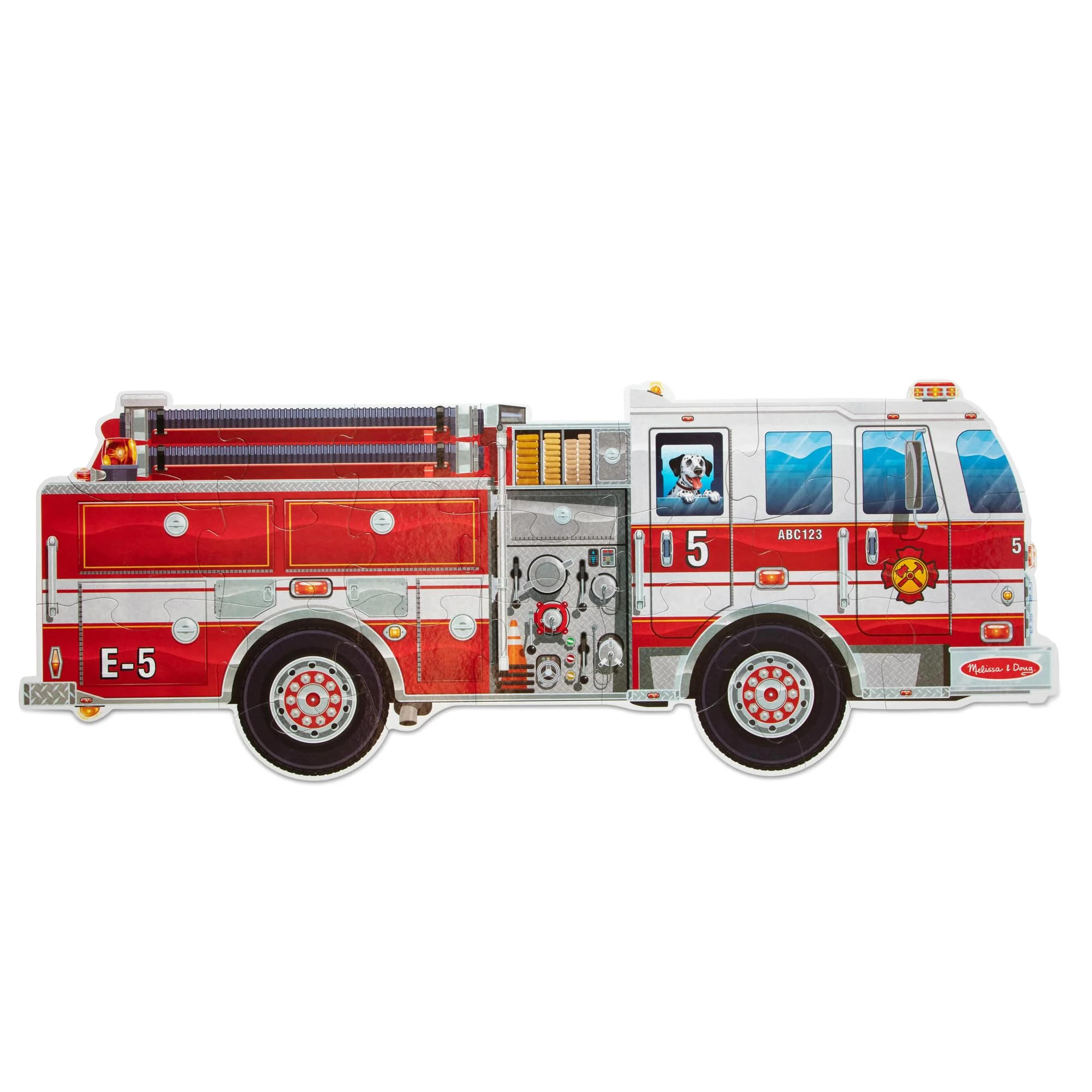 Melissa & Doug Giant Fire Truck Shaped Jumbo Floor Puzzle, 24-Piece Fire Engine Jigsaw Puzzle, Over 4 Ft Long Kids Puzzles for Toddlers Ages 3+ - Image 2