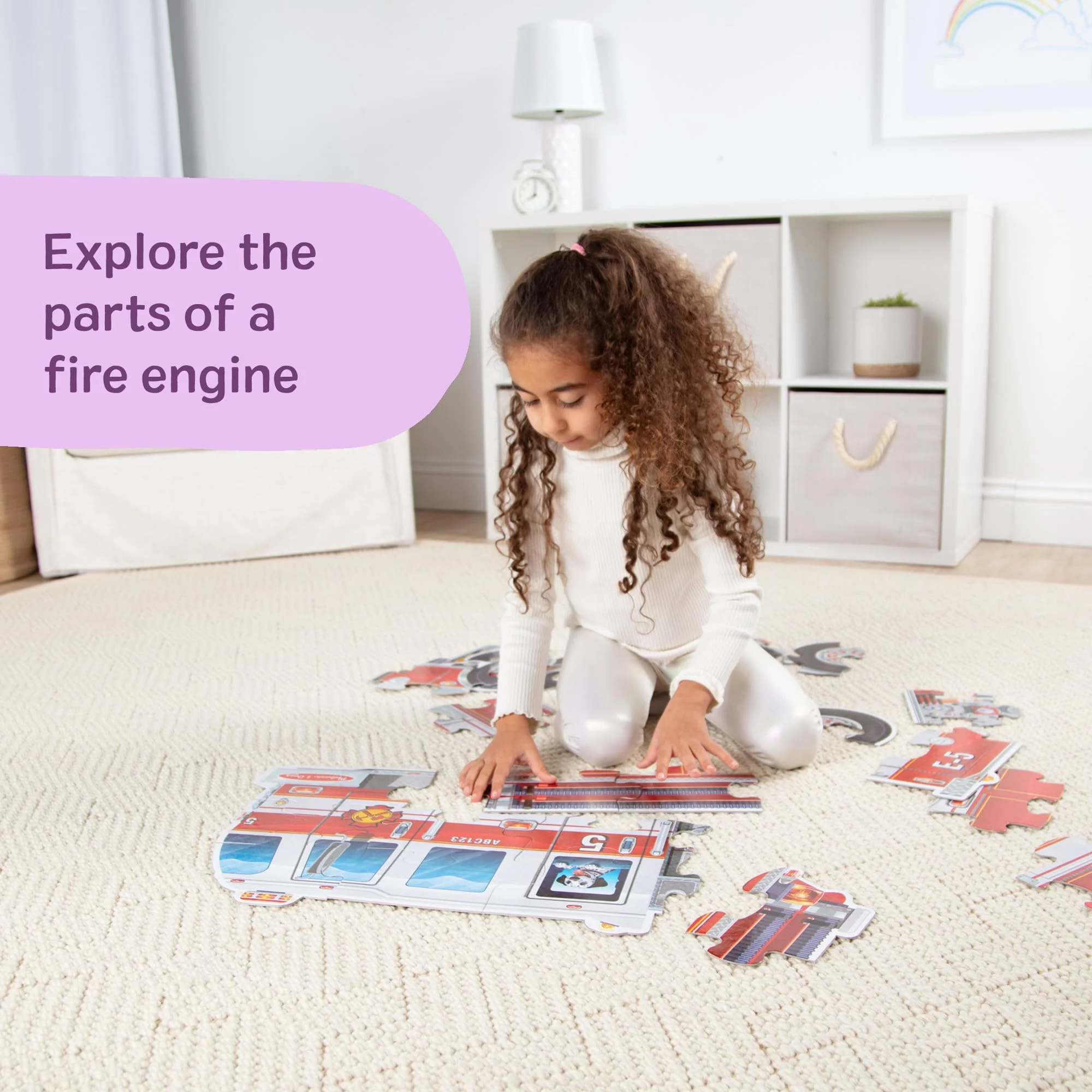 Melissa & Doug Giant Fire Truck Shaped Jumbo Floor Puzzle, 24-Piece Fire Engine Jigsaw Puzzle, Over 4 Ft Long Kids Puzzles for Toddlers Ages 3+ - Image 4
