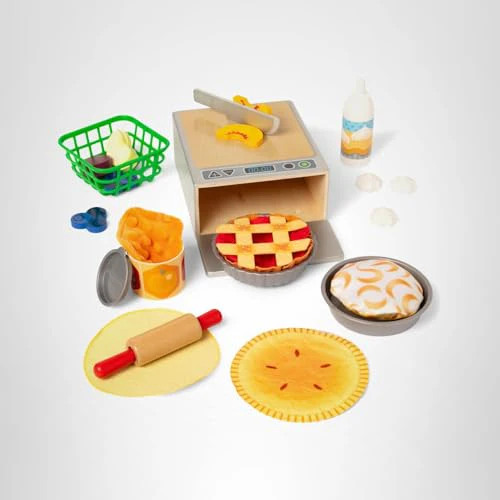 Melissa & Doug Make and Bake Pies Pretend Play Food Set and Wooden Oven with Squishy Dough for Ages 3+ - FSC Certified - Image 2