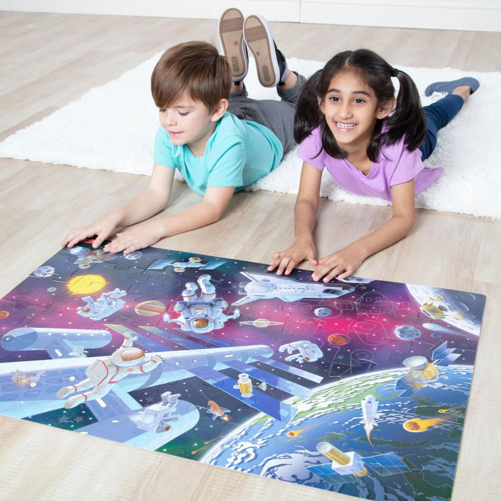 Melissa & Doug Outer Space Glow-in-The-Dark Cardboard Jigsaw Floor Puzzle – 48 Pieces, for Boys and Girls 3+ - FSC-Certified Materials - Image 11