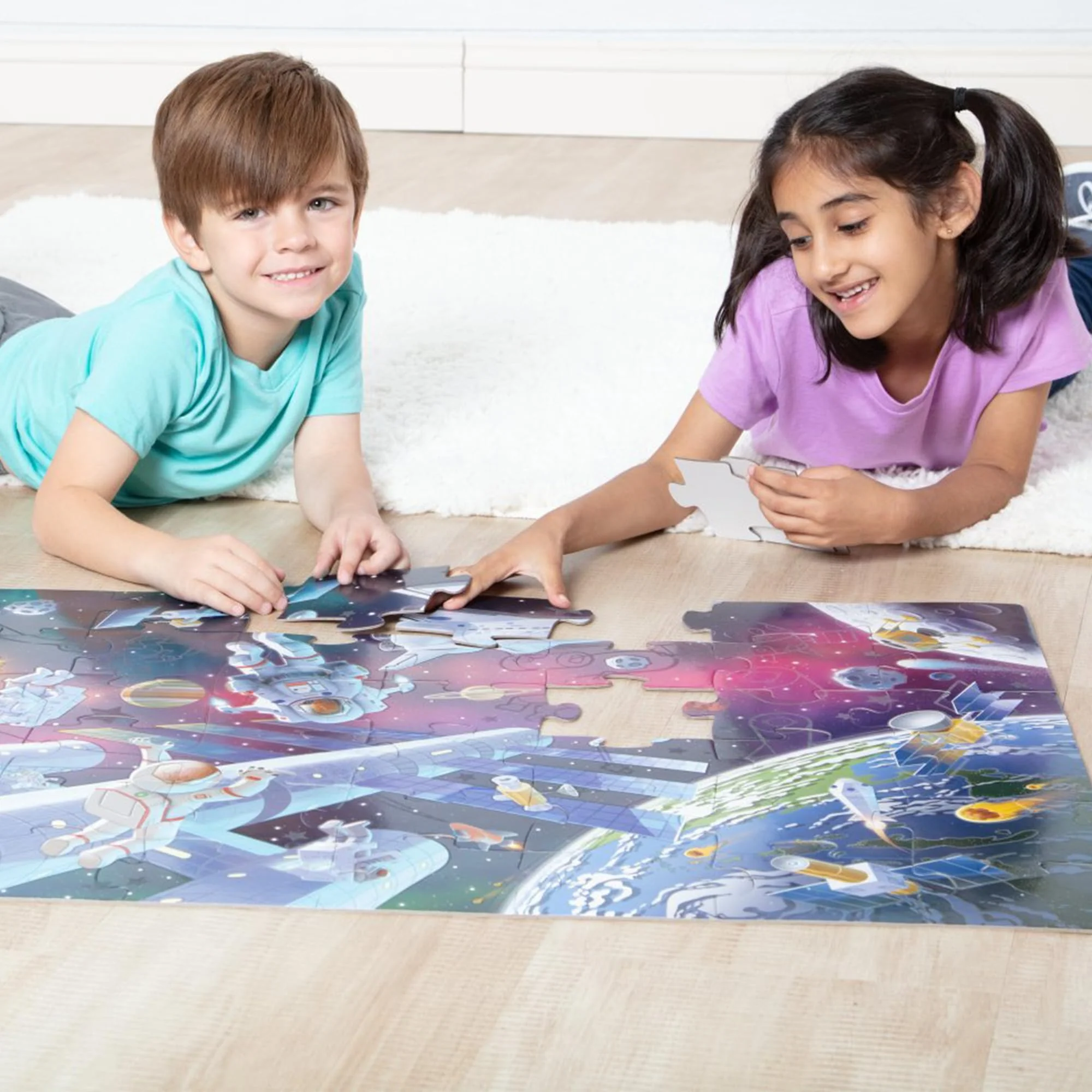 Melissa & Doug Outer Space Glow-in-The-Dark Cardboard Jigsaw Floor Puzzle – 48 Pieces, for Boys and Girls 3+ - FSC-Certified Materials - Image 3