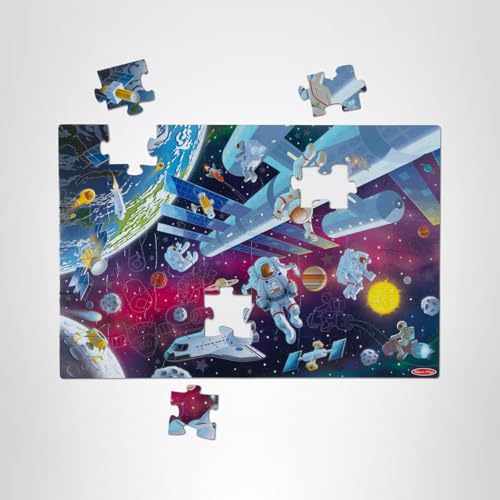 Melissa & Doug Outer Space Glow-in-The-Dark Cardboard Jigsaw Floor Puzzle – 48 Pieces, for Boys and Girls 3+ - FSC-Certified Materials - Image 4