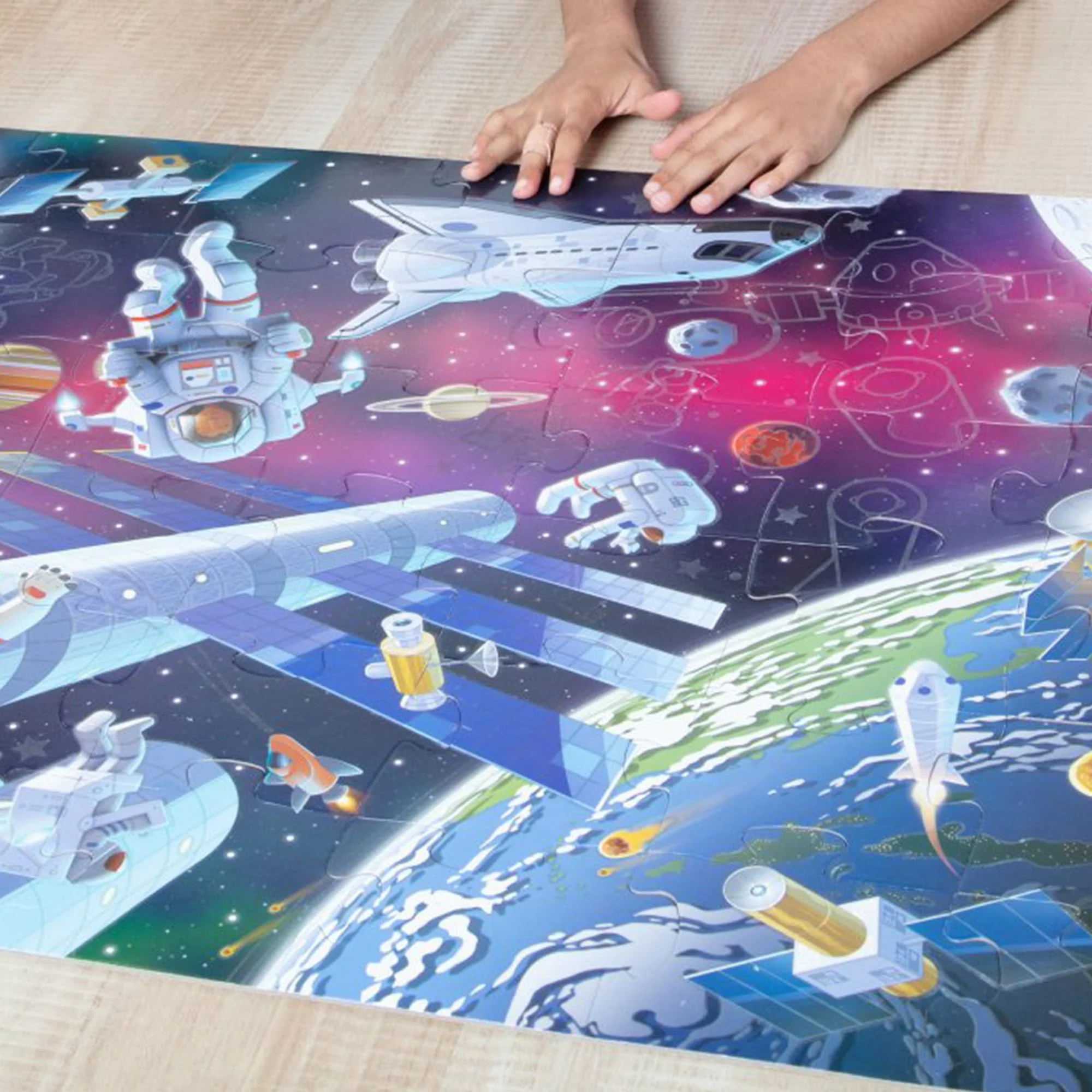 Melissa & Doug Outer Space Glow-in-The-Dark Cardboard Jigsaw Floor Puzzle – 48 Pieces, for Boys and Girls 3+ - FSC-Certified Materials - Image 7