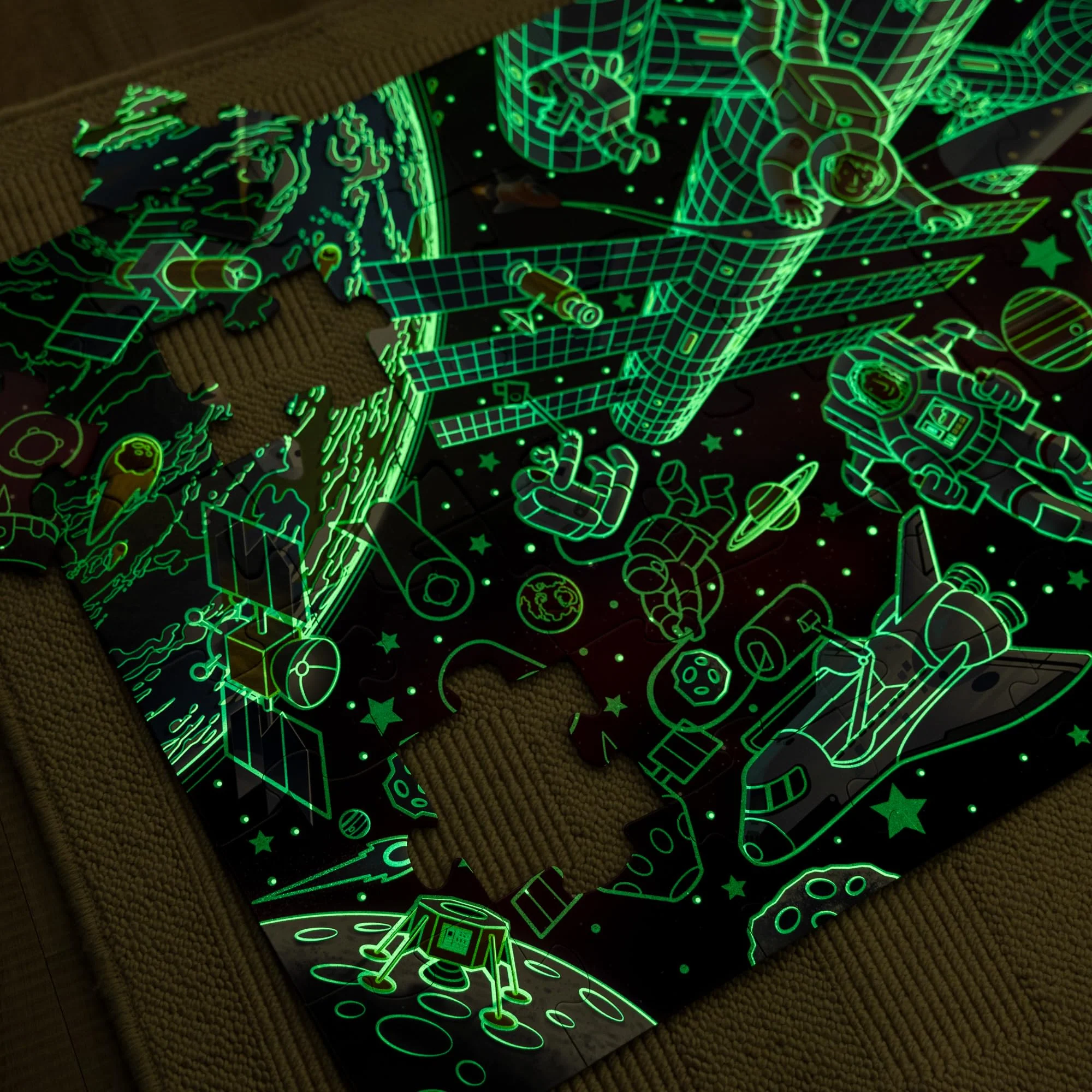 Melissa & Doug Outer Space Glow-in-The-Dark Cardboard Jigsaw Floor Puzzle – 48 Pieces, for Boys and Girls 3+ - FSC-Certified Materials - Image 9