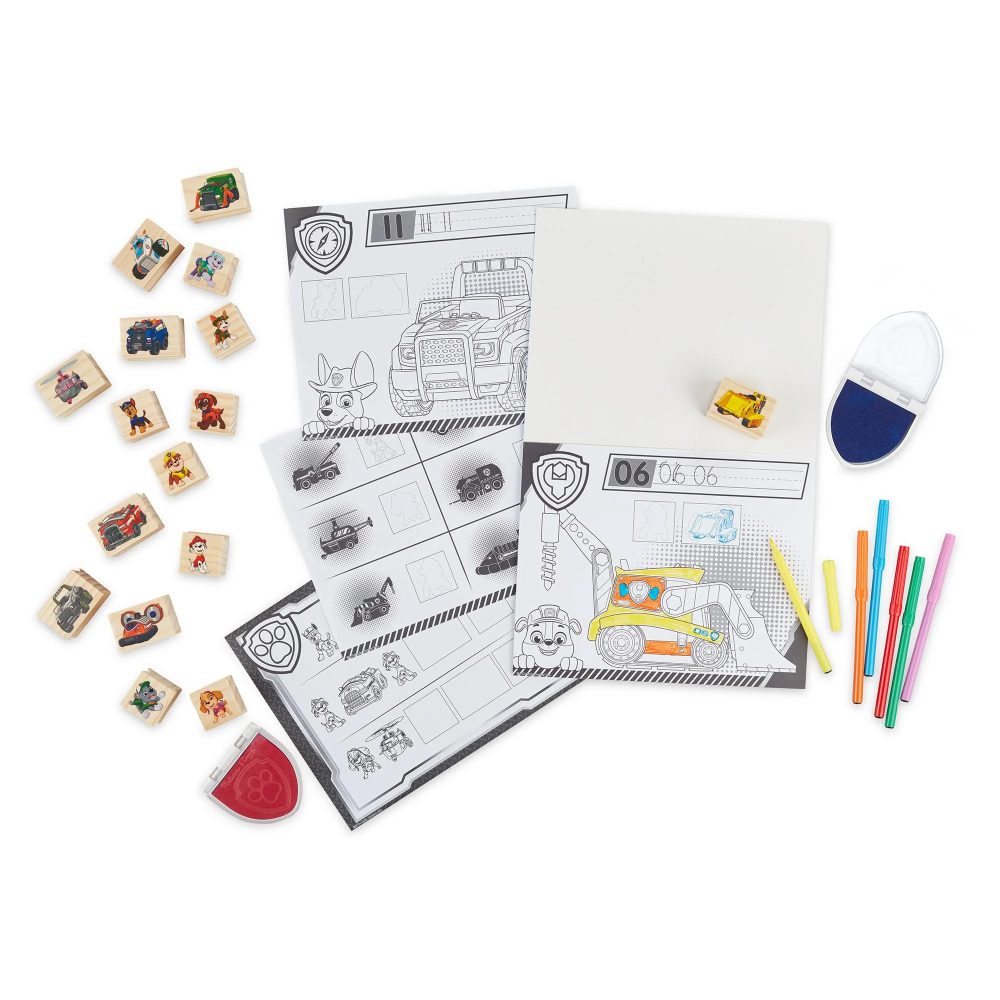 Melissa & Doug PAW Patrol Wooden Stamps Activity Set with Markers, Activity Pad (25 Pieces) - Image 8