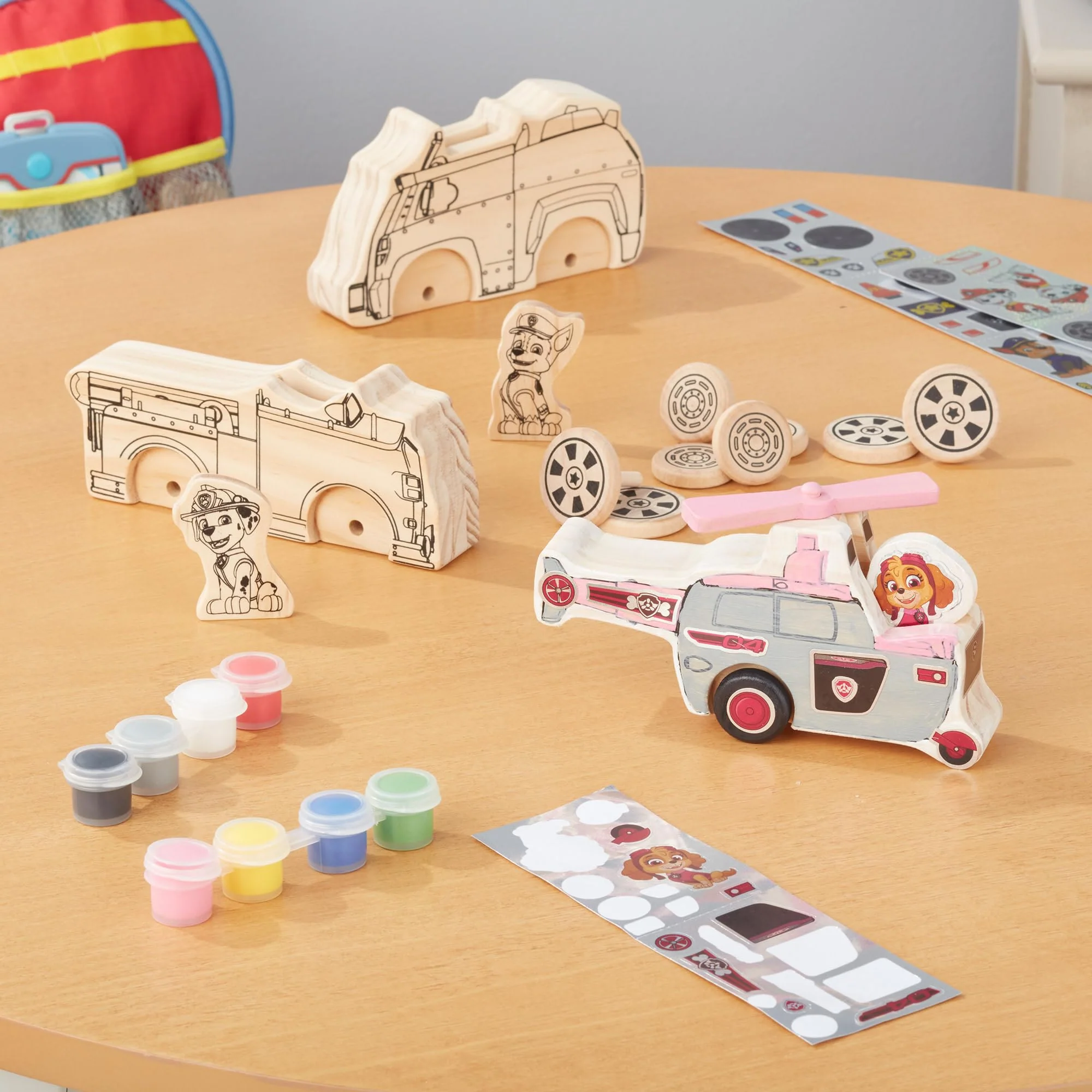 Melissa & Doug PAW Patrol Wooden Vehicles Craft Kit - 3 Decorate Your Own Vehicles, 3 Play Figures - Image 3