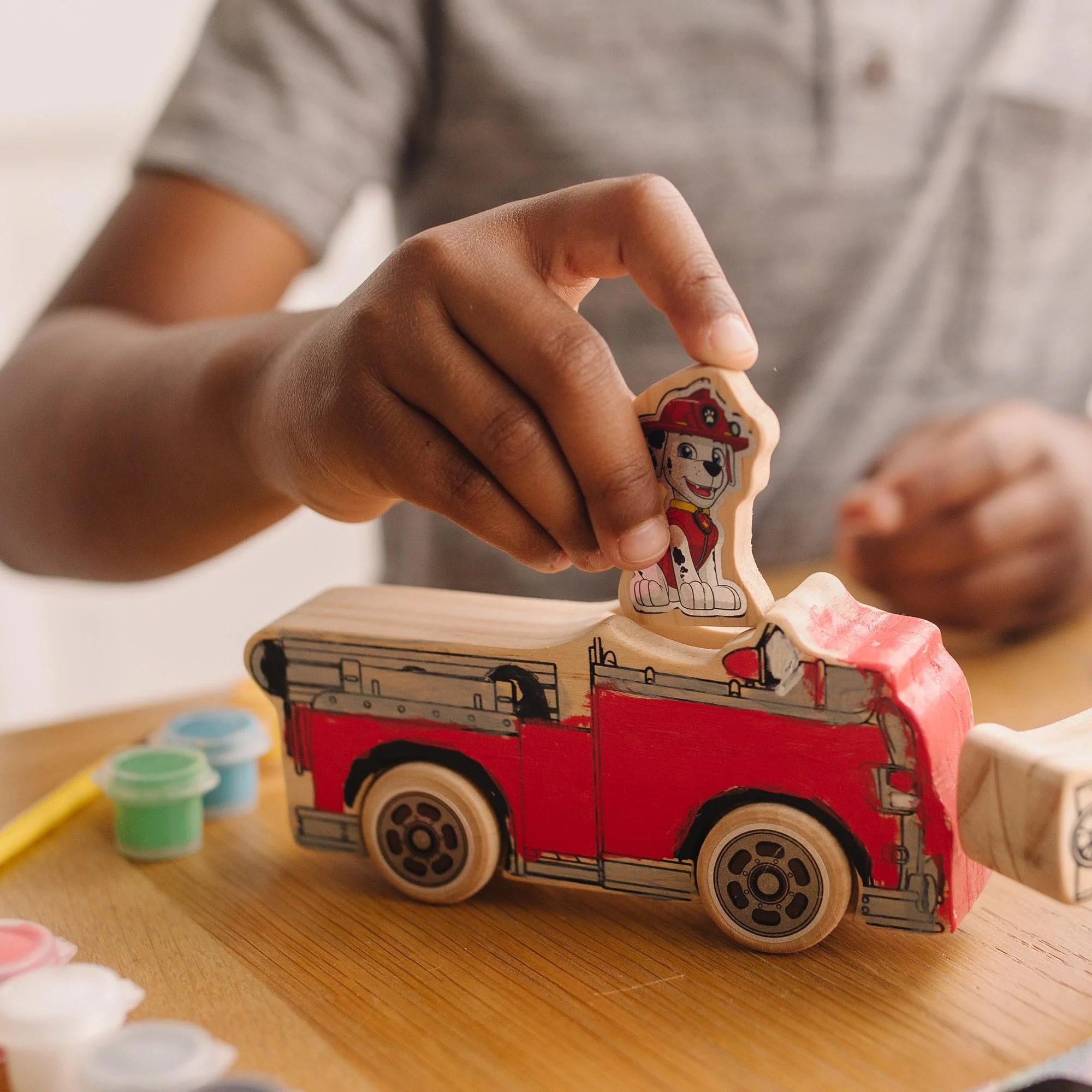 Melissa & Doug PAW Patrol Wooden Vehicles Craft Kit - 3 Decorate Your Own Vehicles, 3 Play Figures - Image 6