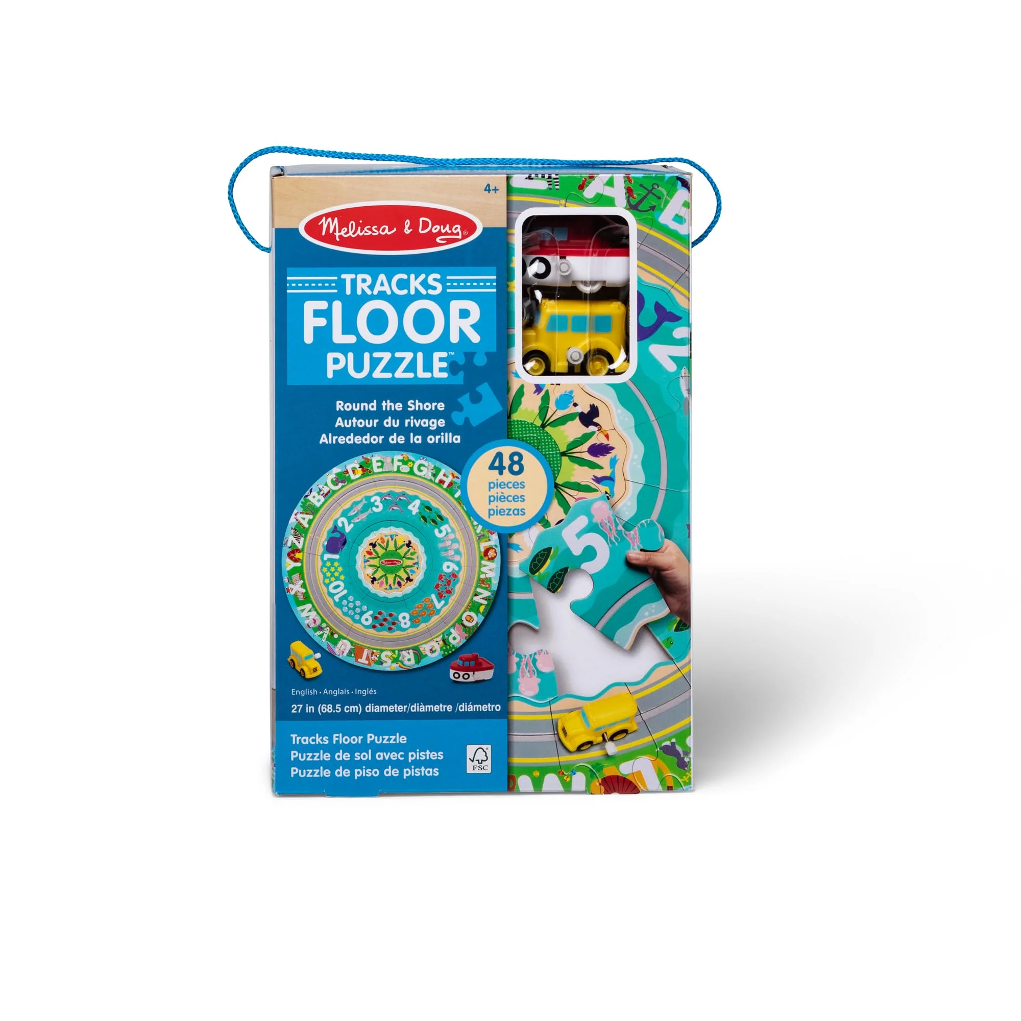 Melissa & Doug Round The Shore Tracks Cardboard Jigsaw Floor Puzzle and Wind-Up Vehicles – 48 Pieces, for Boys and Girls 4+ - FSC-Certified - Image 10