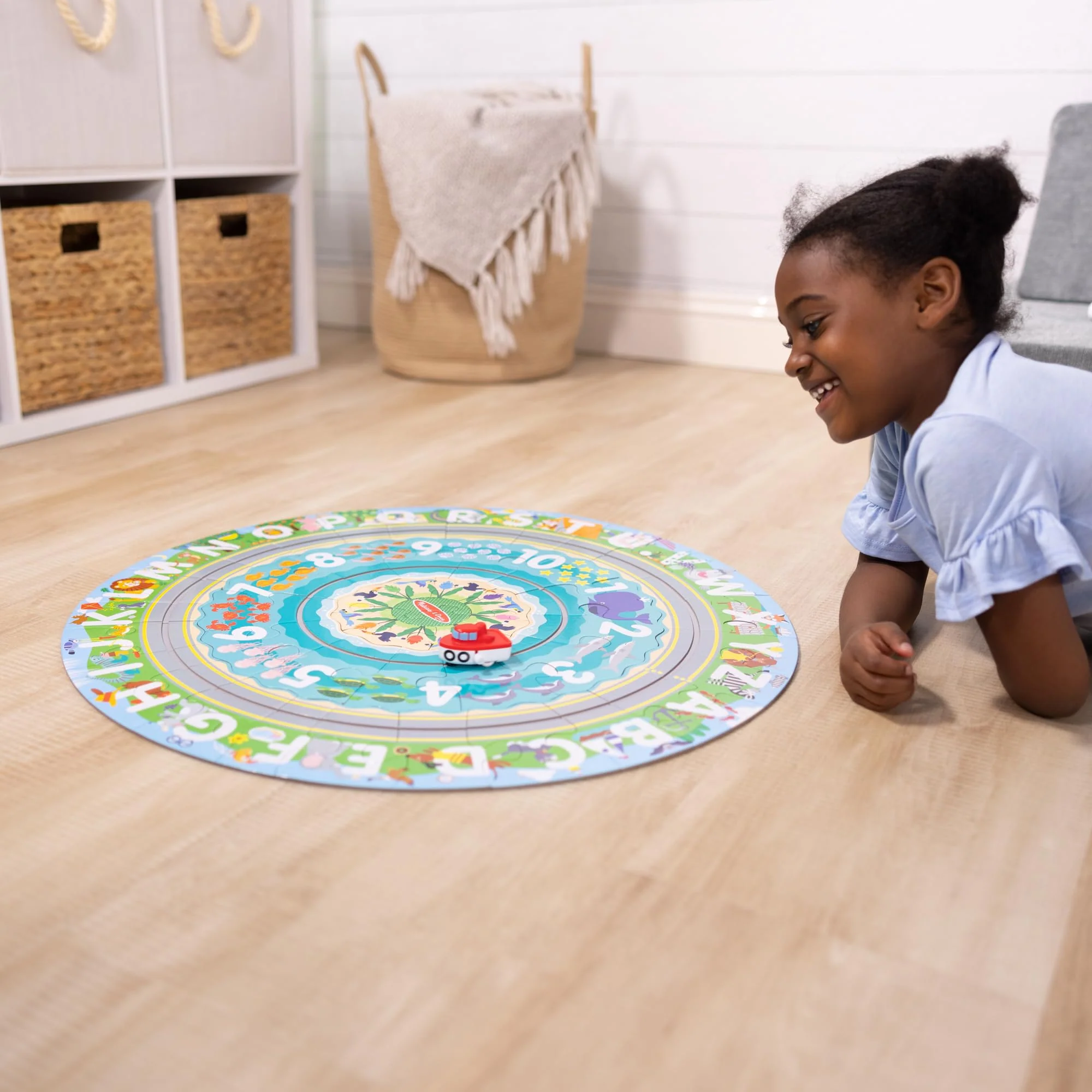 Melissa & Doug Round The Shore Tracks Cardboard Jigsaw Floor Puzzle and Wind-Up Vehicles – 48 Pieces, for Boys and Girls 4+ - FSC-Certified - Image 11