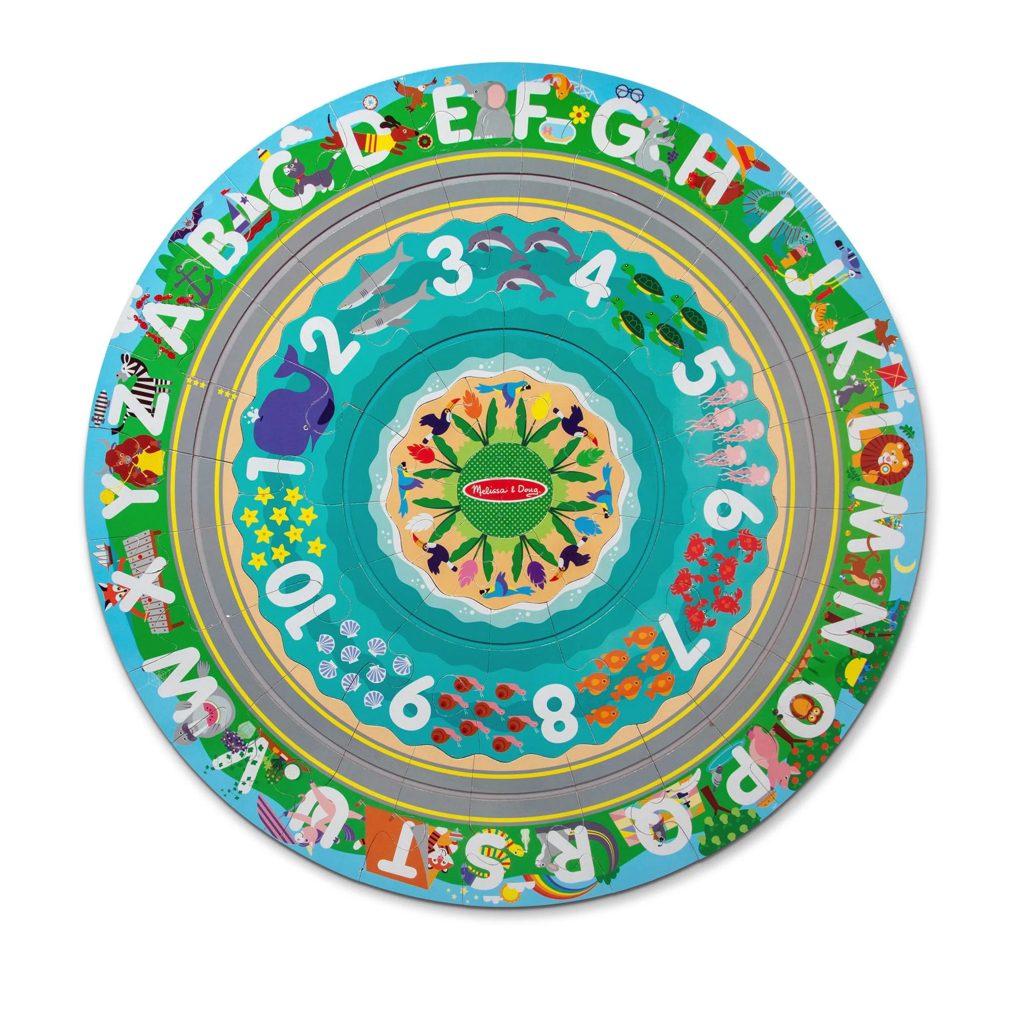 Melissa & Doug Round The Shore Tracks Cardboard Jigsaw Floor Puzzle and Wind-Up Vehicles – 48 Pieces, for Boys and Girls 4+ - FSC-Certified - Image 2
