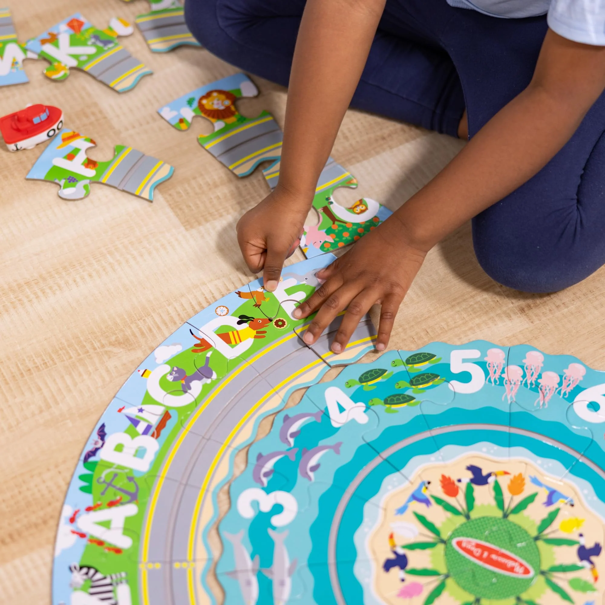 Melissa & Doug Round The Shore Tracks Cardboard Jigsaw Floor Puzzle and Wind-Up Vehicles – 48 Pieces, for Boys and Girls 4+ - FSC-Certified - Image 8