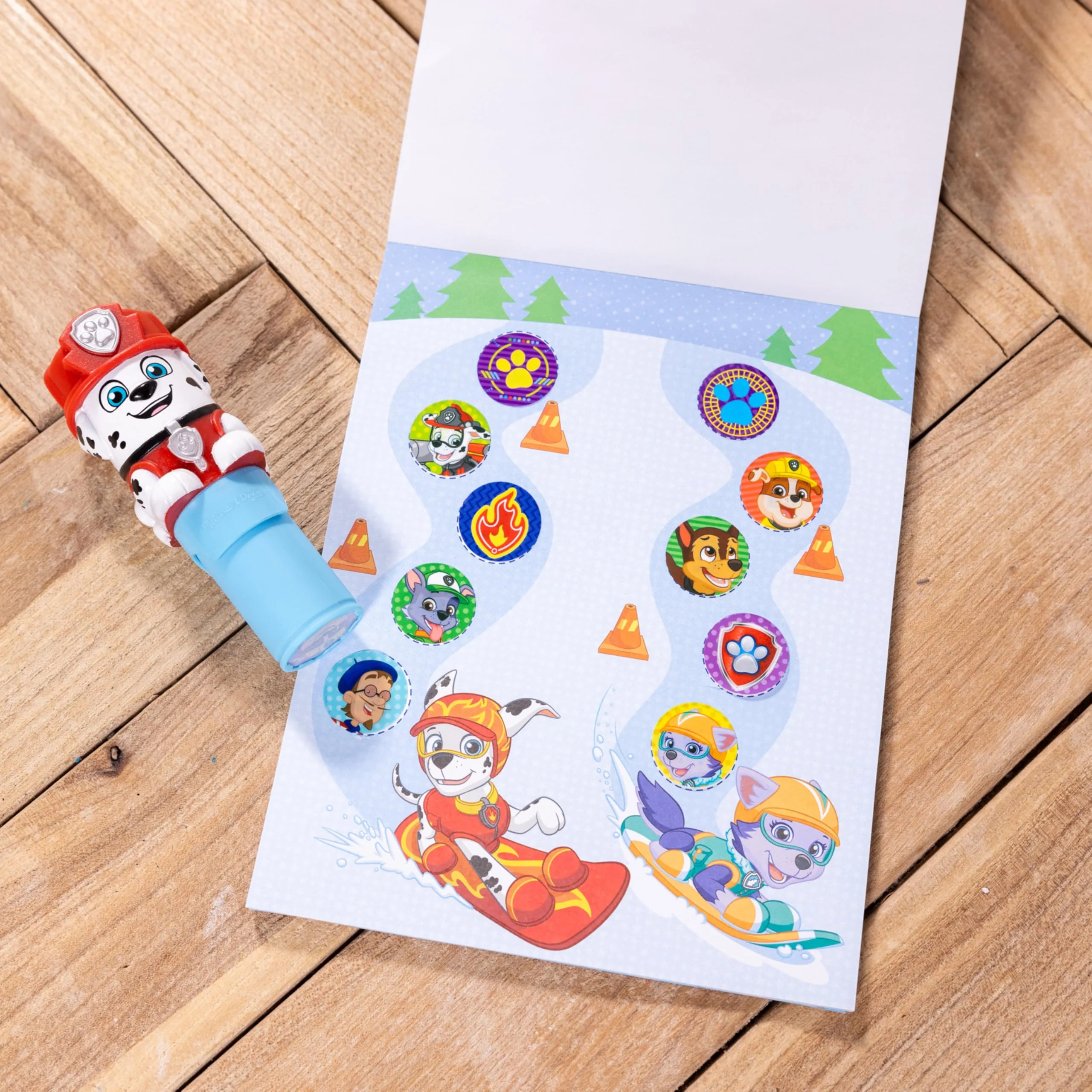 Melissa & Doug Sticker Wow!™ 24-Page Activity Pad and Sticker Stamper, 300 Stickers, Arts and Crafts Fidget Toy Collectible Character – PAW Patrol Marshall - FSC Certified - Image 2