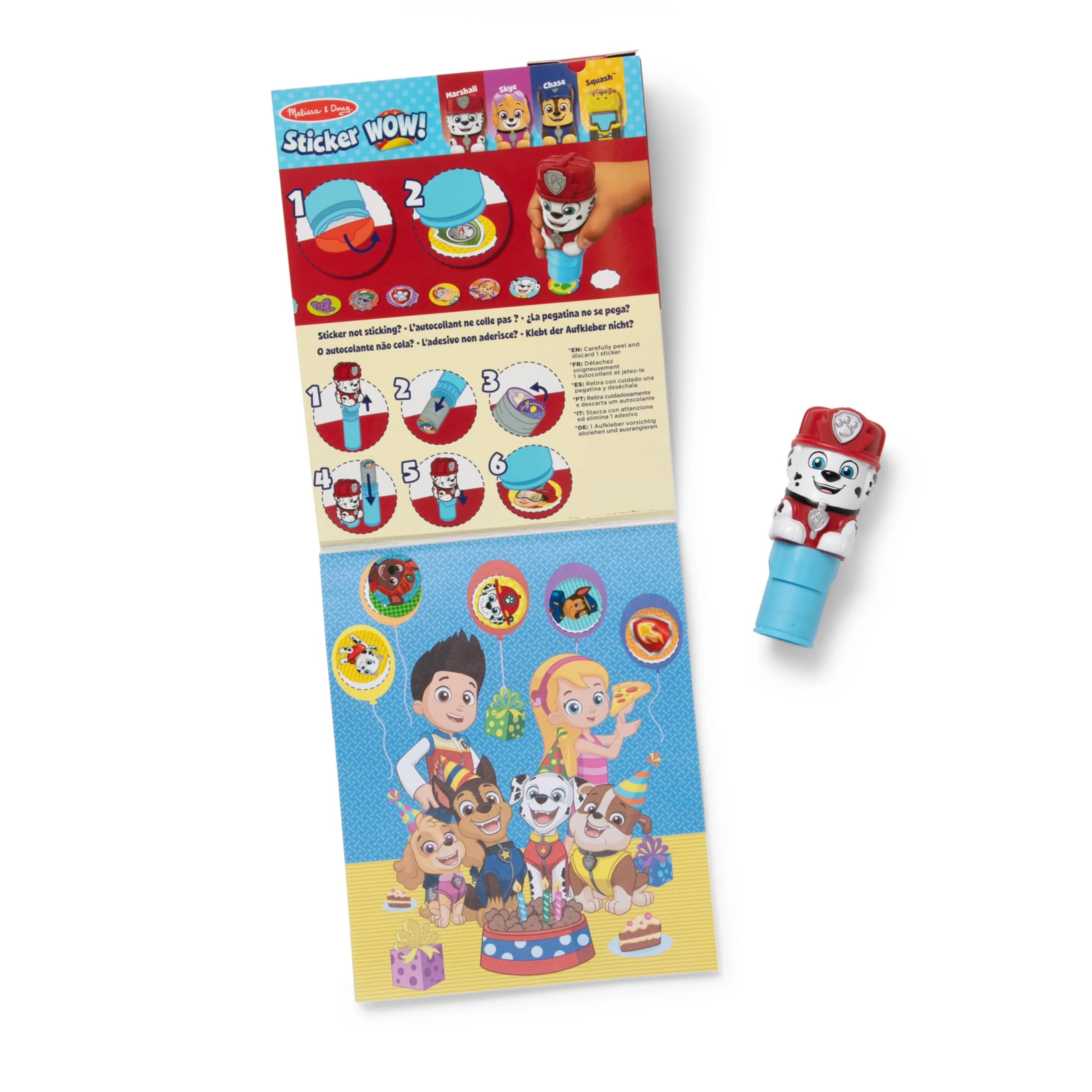 Melissa & Doug Sticker Wow!™ 24-Page Activity Pad and Sticker Stamper, 300 Stickers, Arts and Crafts Fidget Toy Collectible Character – PAW Patrol Marshall - FSC Certified - Image 5