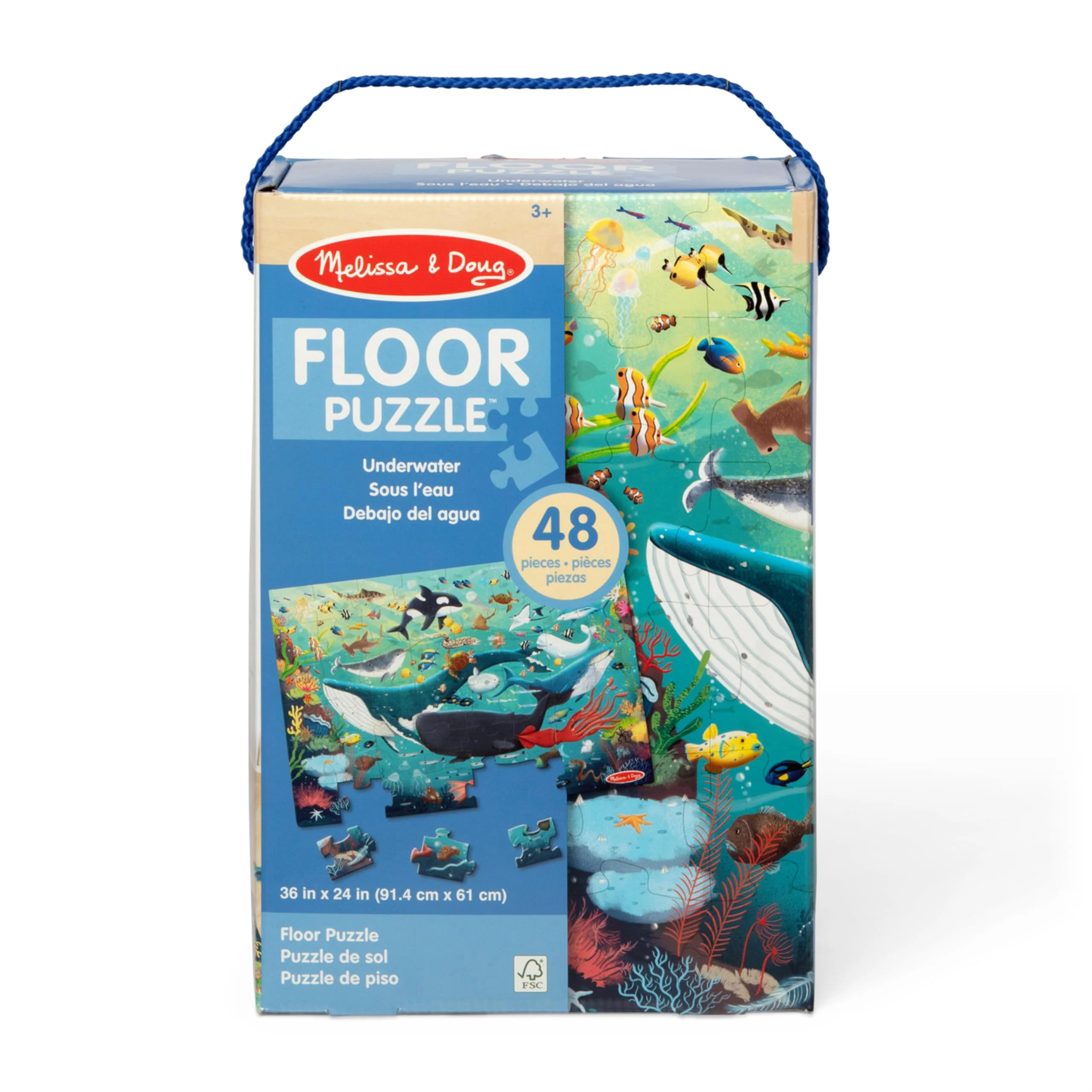 Melissa & Doug Underwater Jumbo Floor Puzzle, 48-Piece Ocean-Themed Jigsaw Puzzle with Sea Animals and Illustrated Guide, 3 x 2 Foot Kids Puzzles for Toddlers Ages 3+ - Image 8