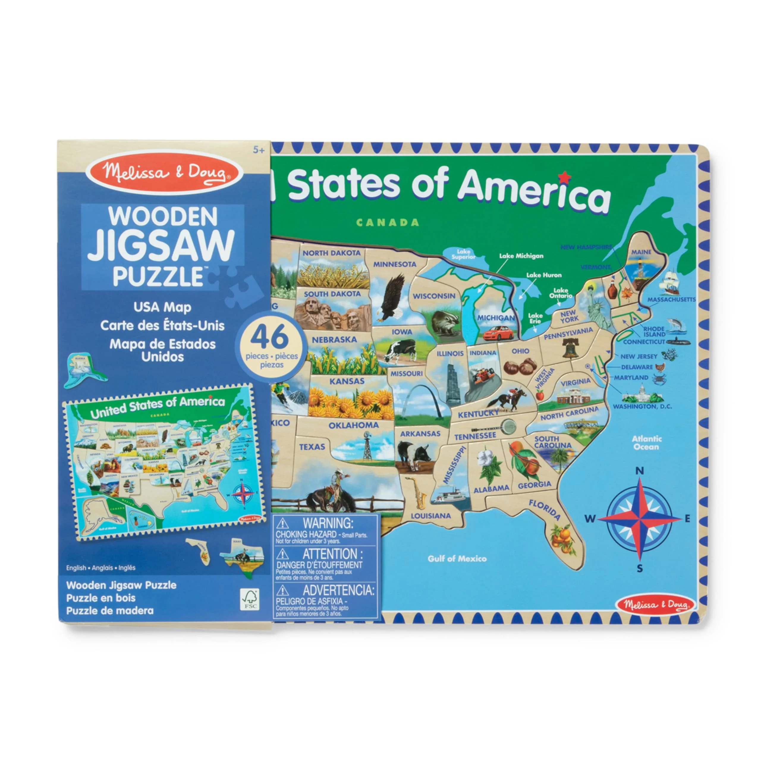 Melissa & Doug USA Map Wooden Puzzle (45 pcs) - Image 10