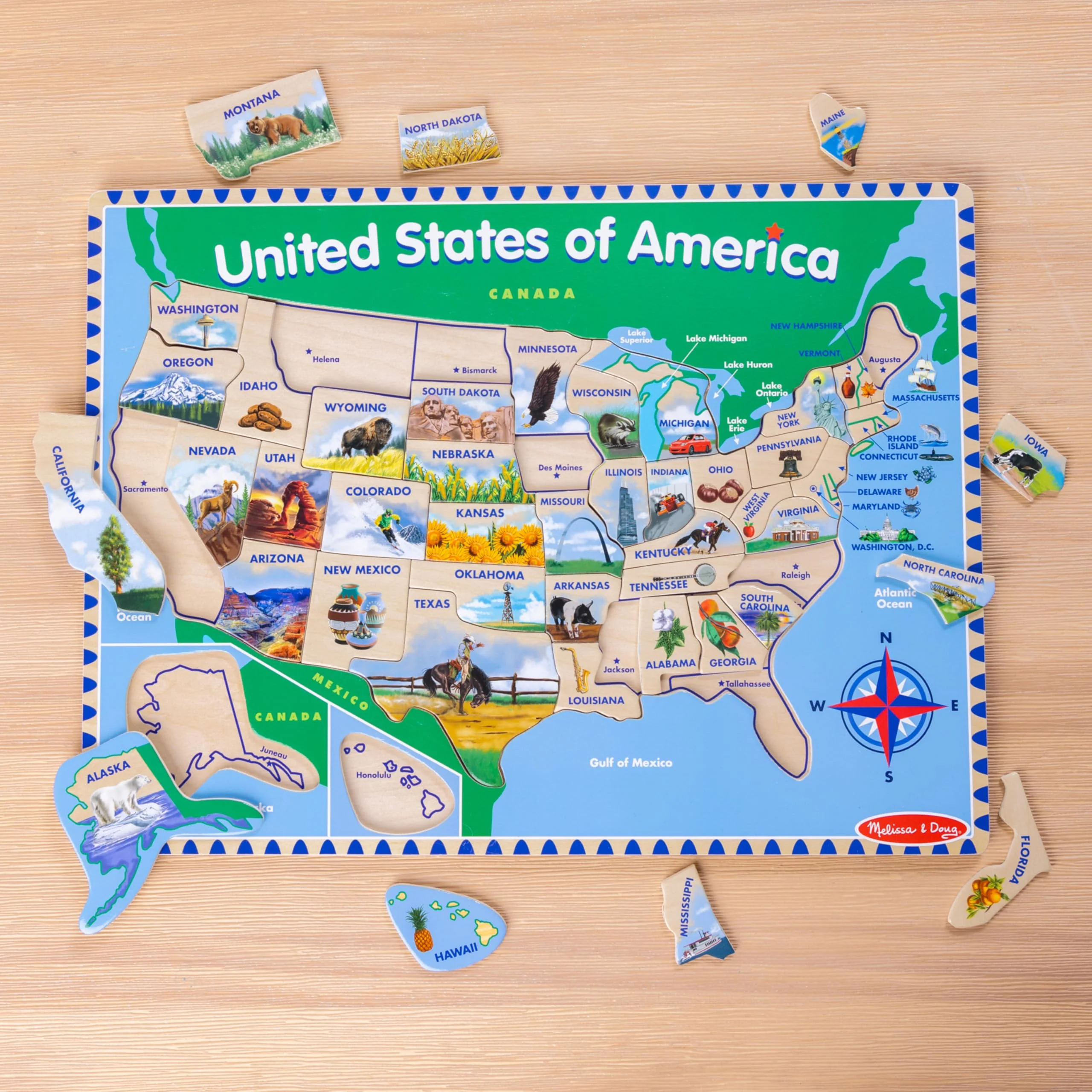Melissa & Doug USA Map Wooden Puzzle (45 pcs) - Image 4