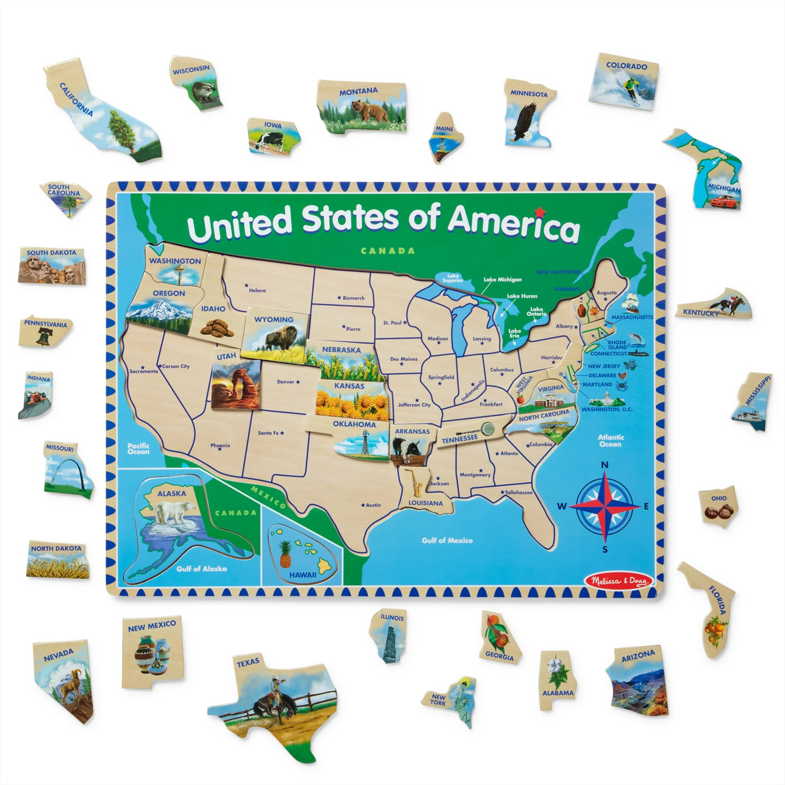 Melissa & Doug USA Map Wooden Puzzle (45 pcs) - Image 9