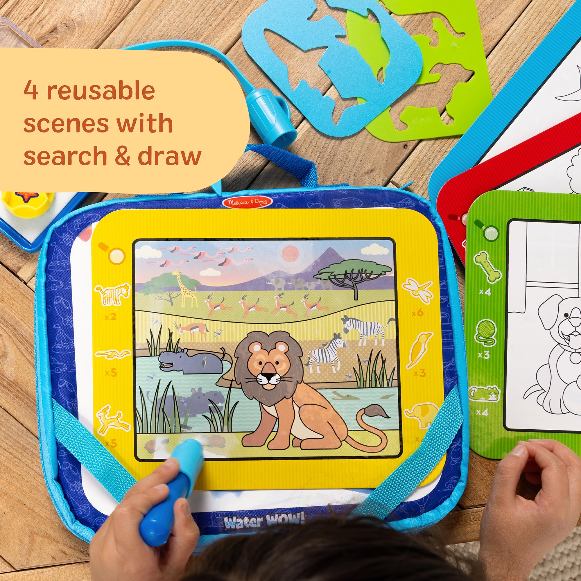 Melissa & Doug Water Wow! Take-Along Reusable Color-Reveal Drawing Set Mess-Free Multi-Activity Pad with Water PenTravel Toy for Toddlers & Kids Ages 3+ - Image 10