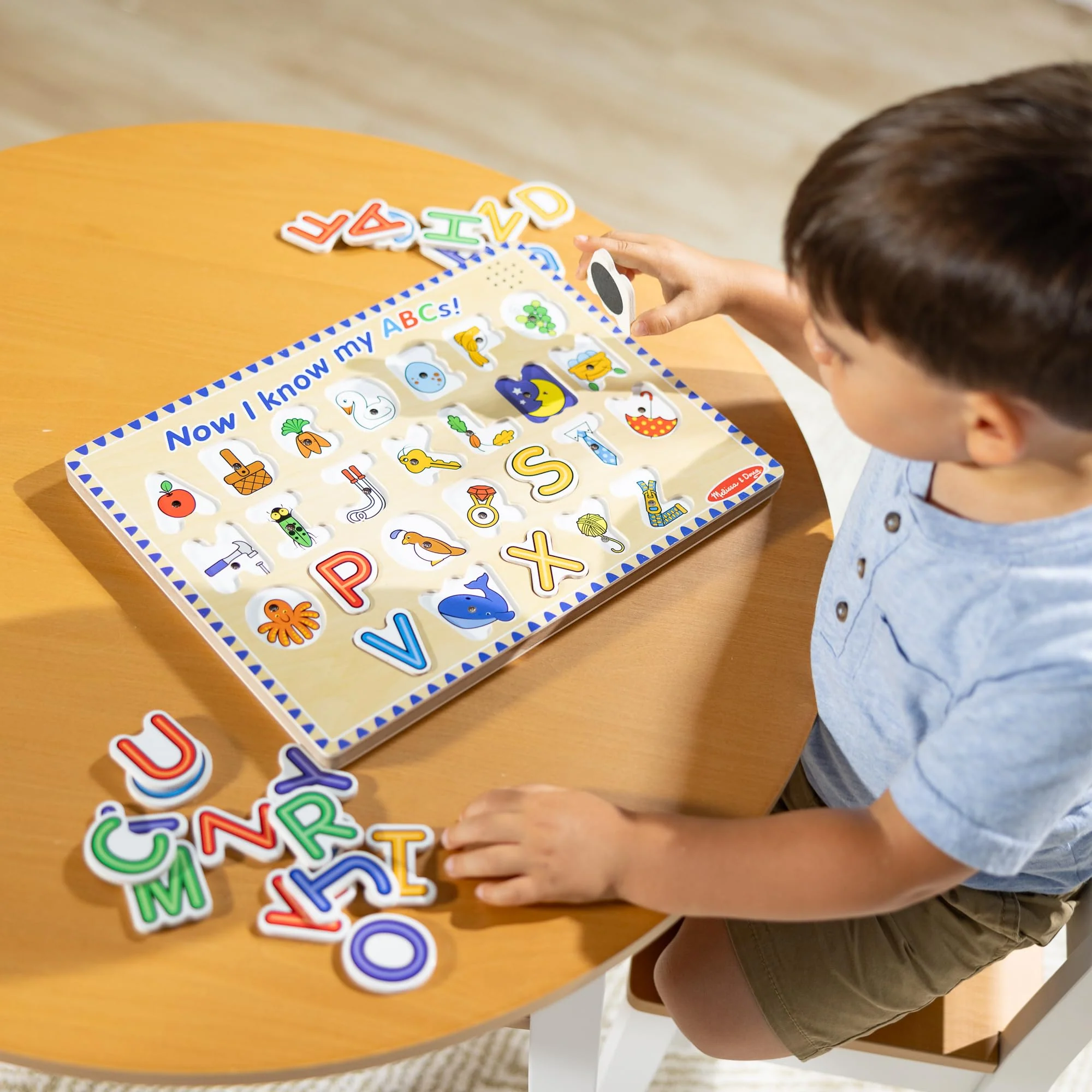 Melissa & Doug Wooden Alphabet Sound Puzzle - Wooden Puzzle with Sound Effects (26 pcs) - FSC Certified - Image 4
