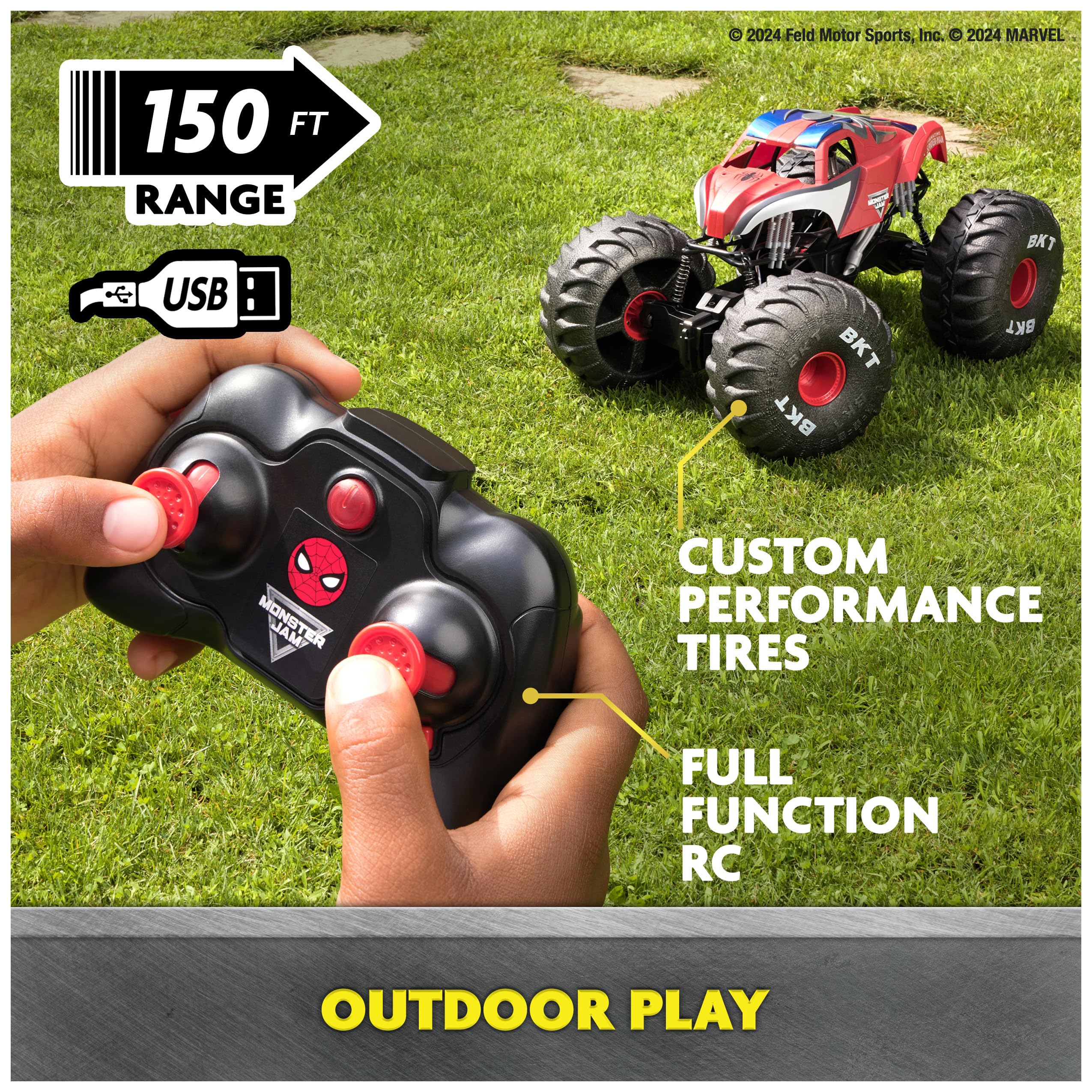 Monster Jam Marvel Mega Spider-Man RC Monster Truck, All-Terrain, Over 2 Feet Long, 1:6 Scale, Super Hero Kids Toys for Boys and Girls Ages 4 and Up - Image 5