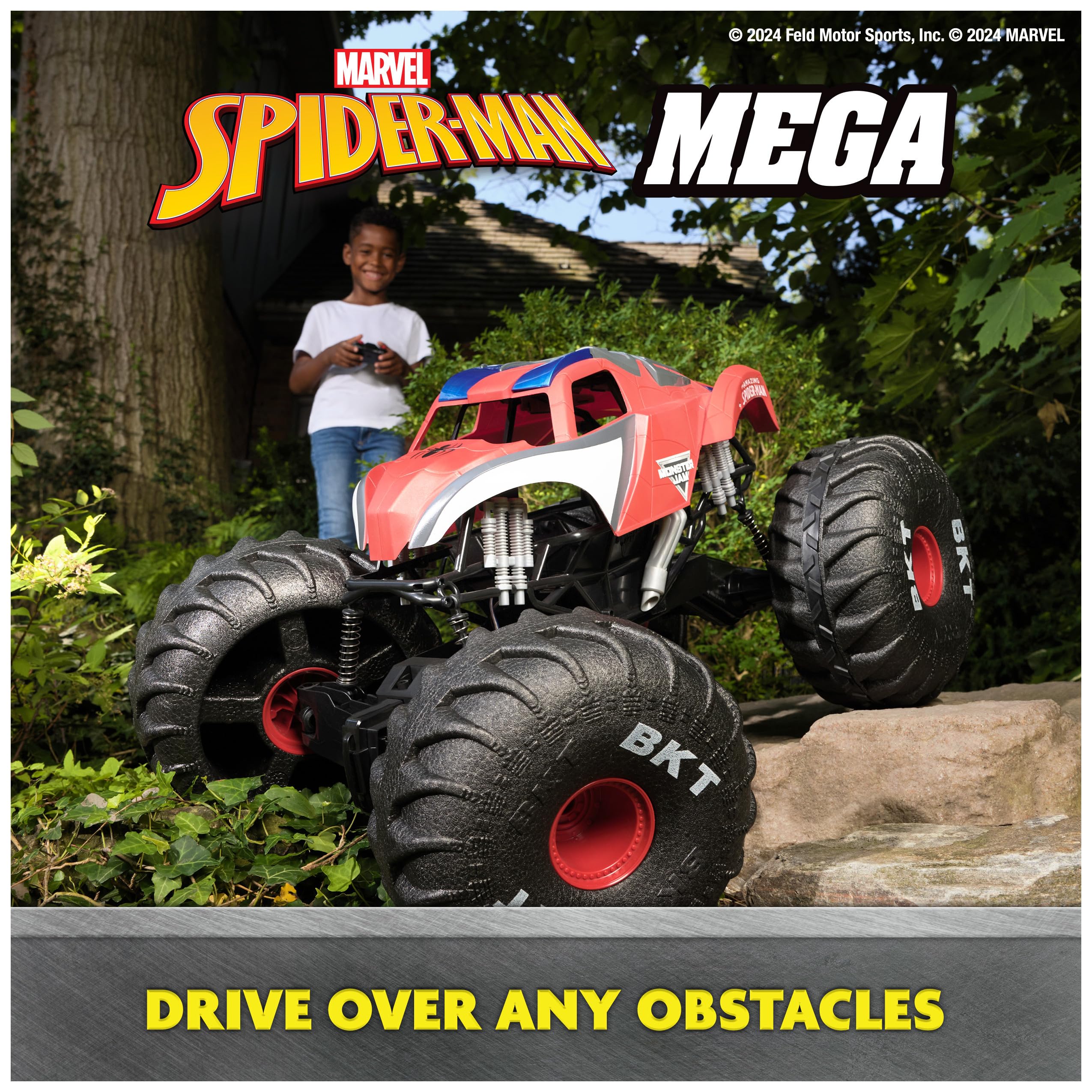 Monster Jam Marvel Mega Spider-Man RC Monster Truck, All-Terrain, Over 2 Feet Long, 1:6 Scale, Super Hero Kids Toys for Boys and Girls Ages 4 and Up - Image 7