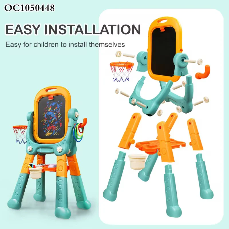 Multifunctional Drawing Board For Kids 3 in 1, Basketball And Ring Toss Game
